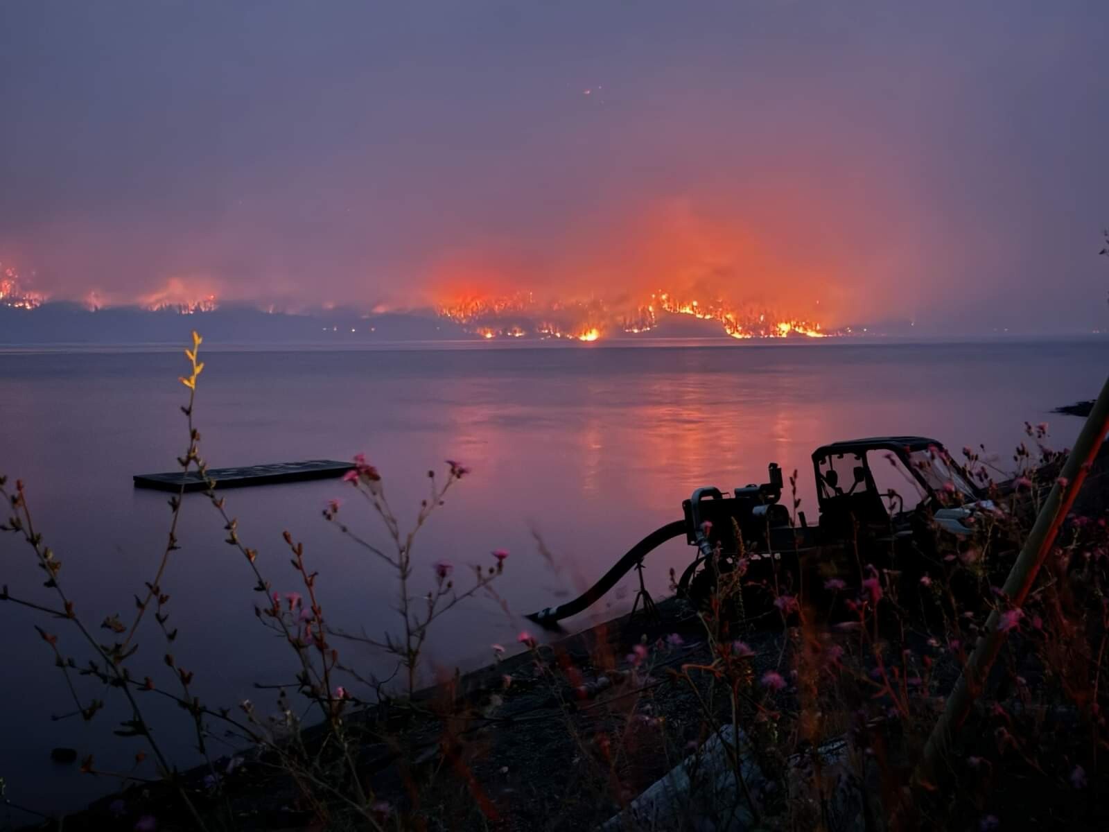 Trident Pumps' Transportable Pump System (TPS) during a wildfire.