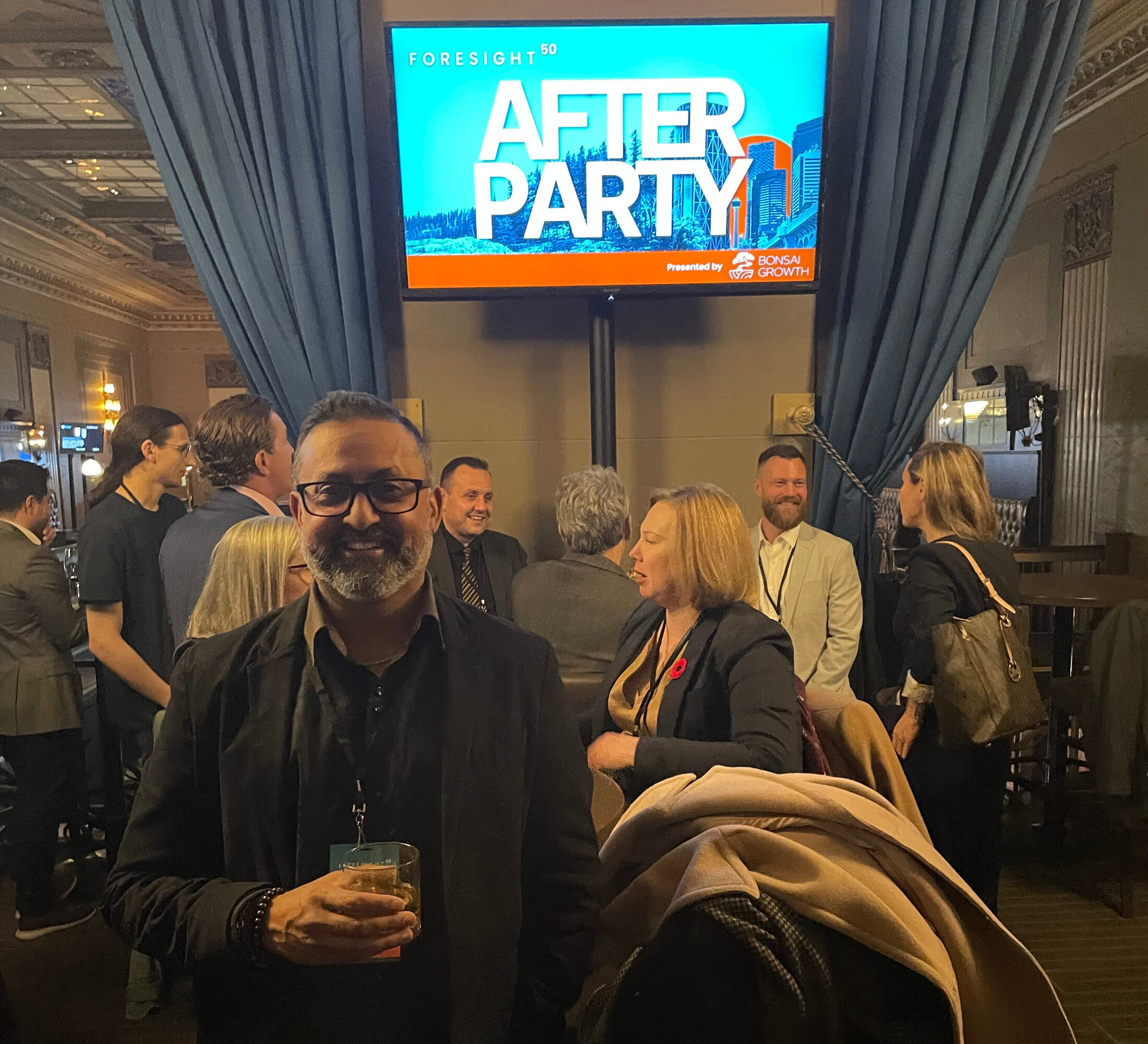 Bhavik Chauhan at the Foresight 50 After Party in Calgary on November 4, 2025. Sponsored by Bonsai.