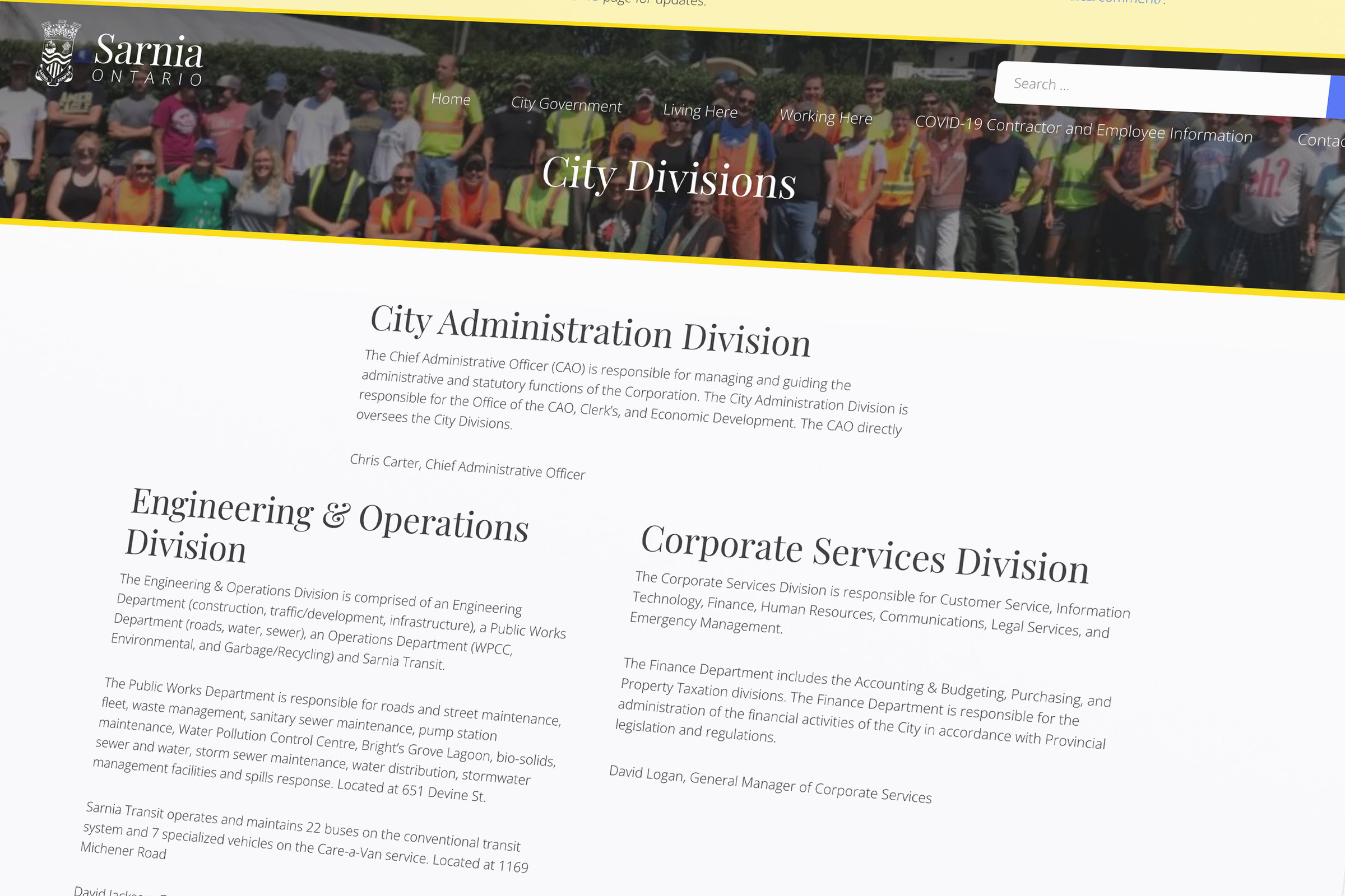 City of Sarnia Website - A WordPress theme leveraging the latest block technology specifically tailored for the city. 