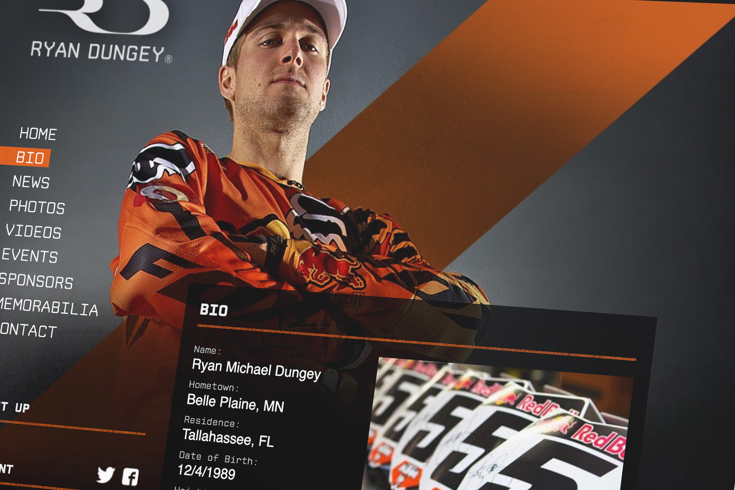 Ryan Dungey Profile Website - A fresh website for the professional motocross rider.