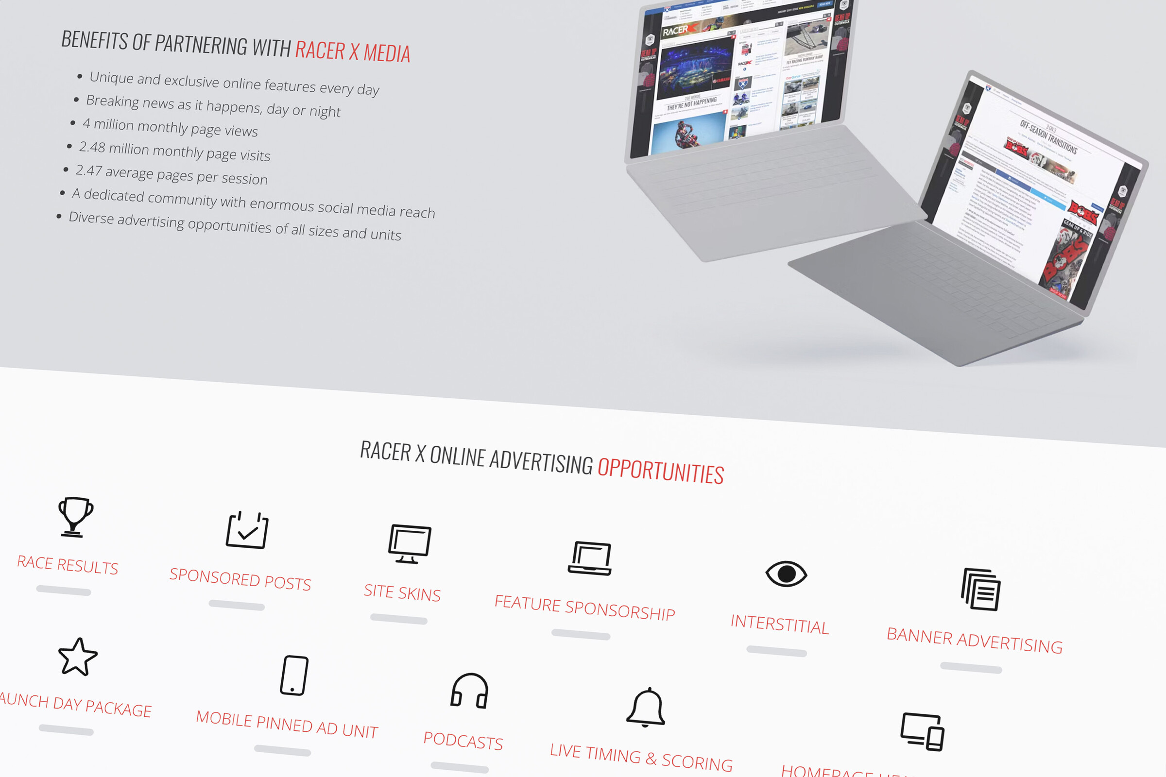 List of benefits and advertising opportunities