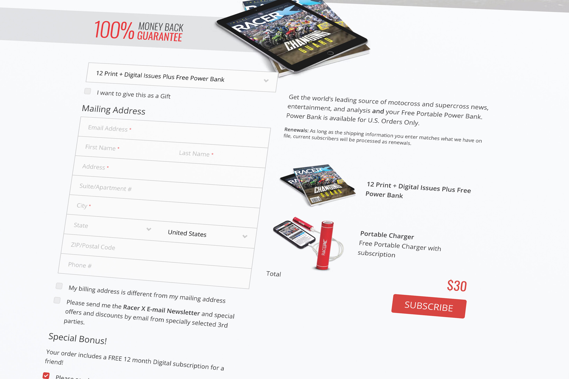 Custom offers on each subscription page