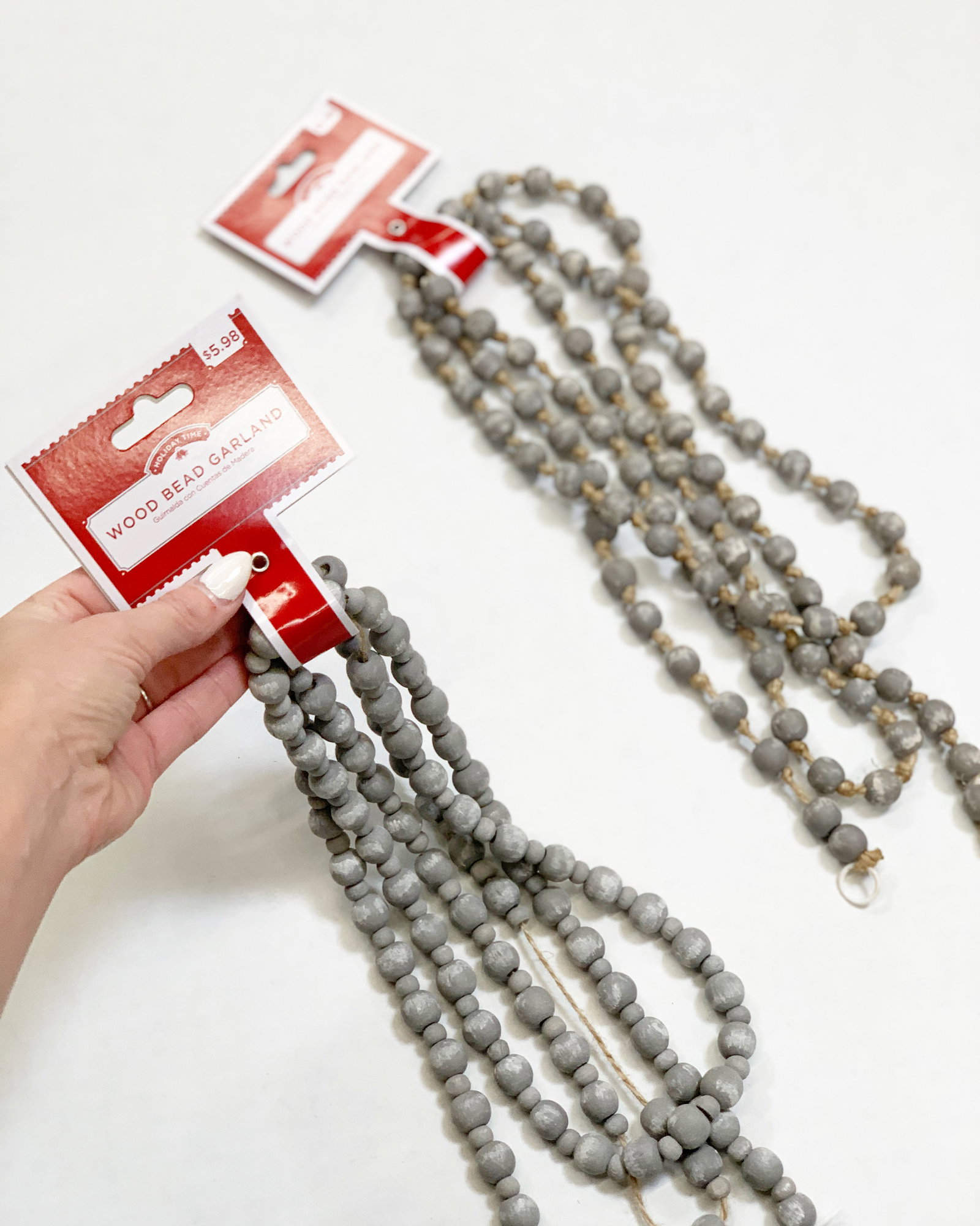 Holiday Time Wood Bead Garland