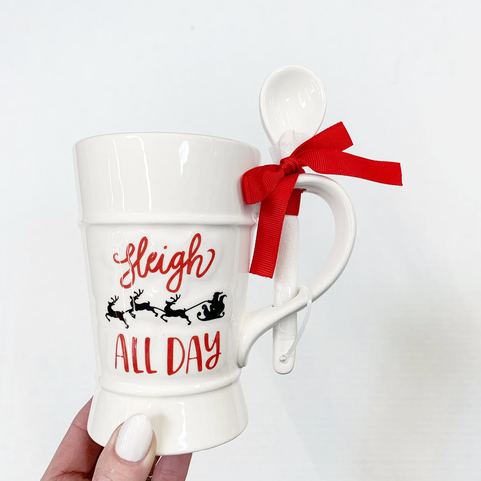 Holiday Time Mug with Spoon - Sleigh All Day