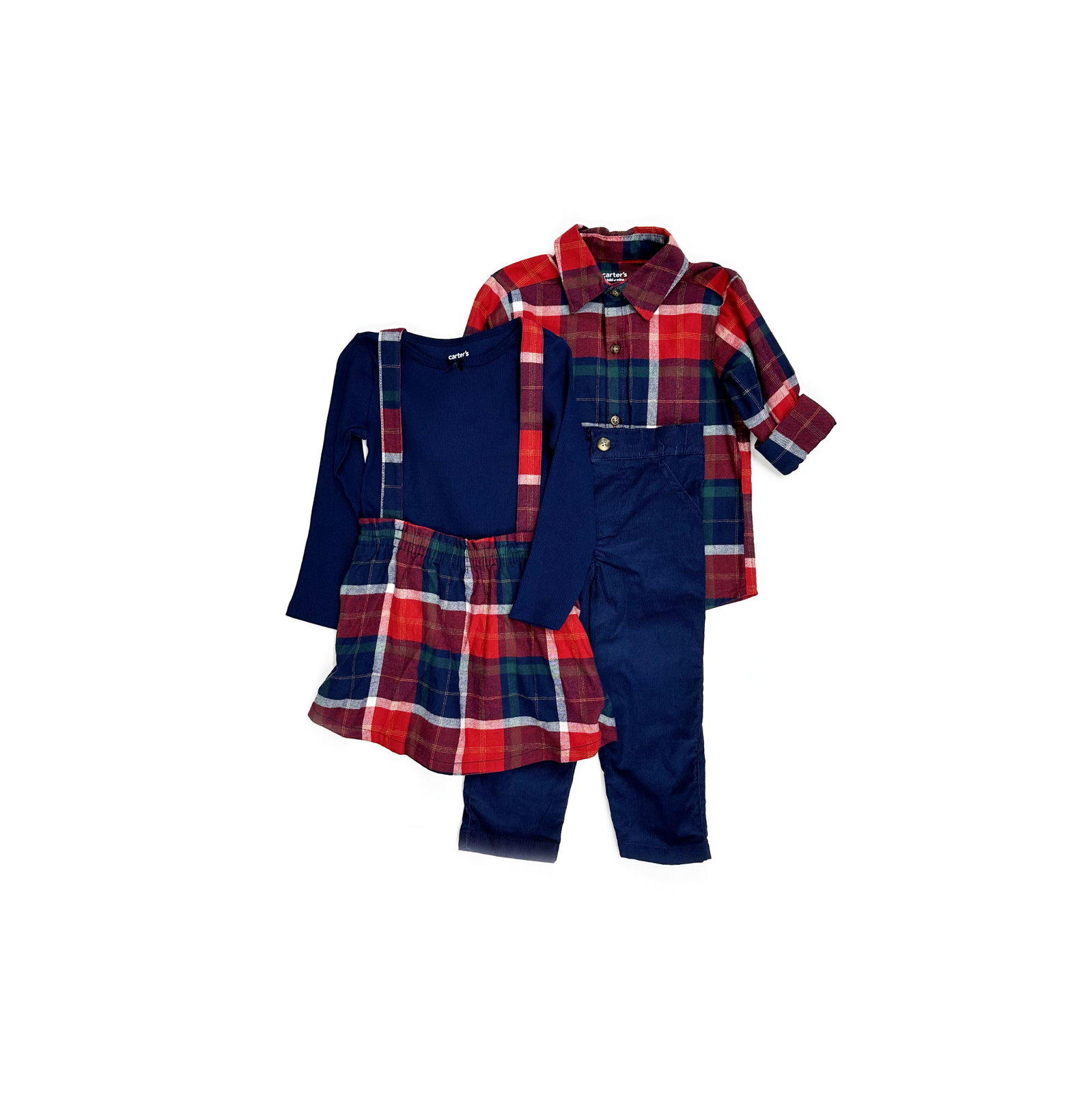 Carter's Child of Mine Toddler Girl Holiday Dress and Boy Outfit Set
