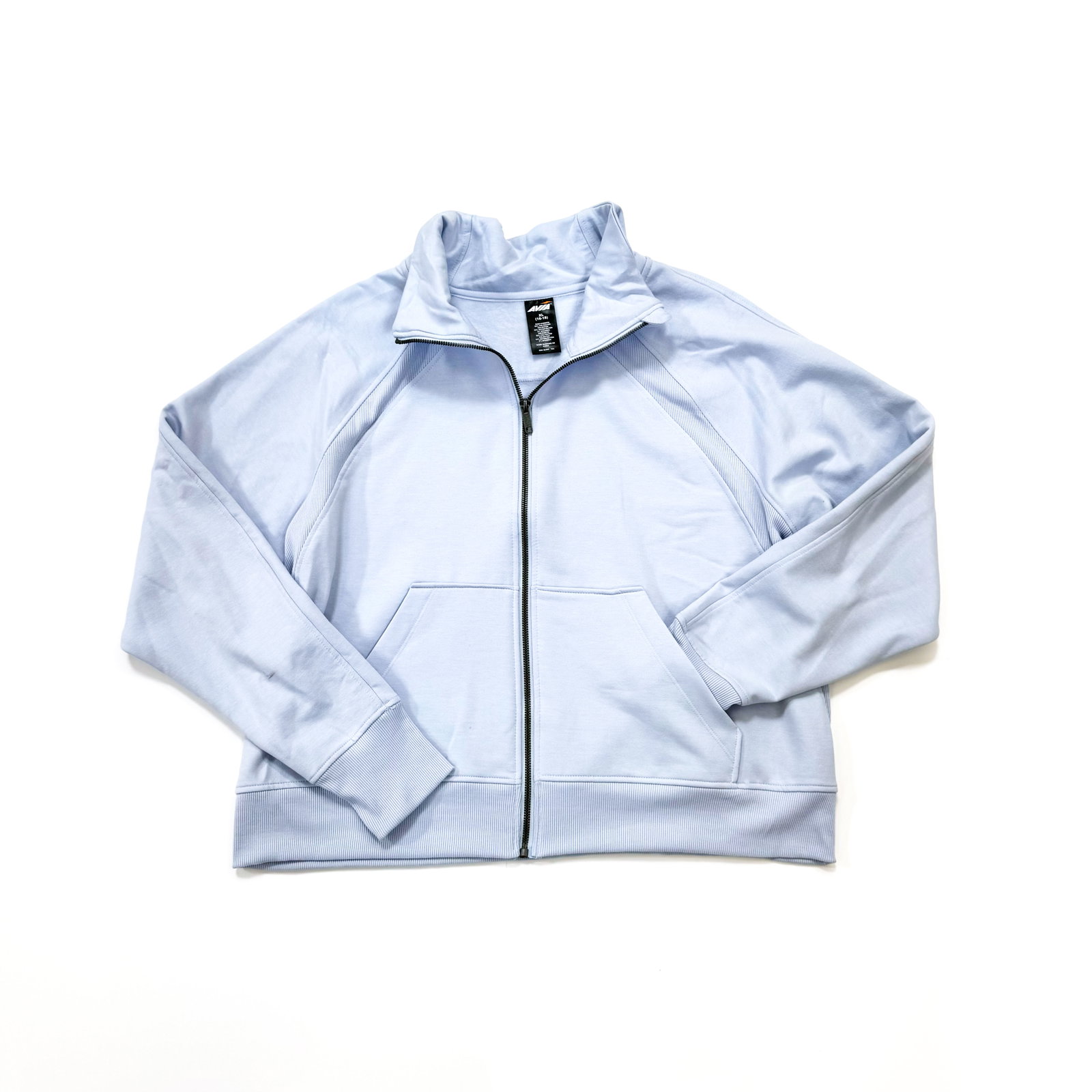 Avia Plush Mixed Rib Mock Neck Full Zip Sweatshirt