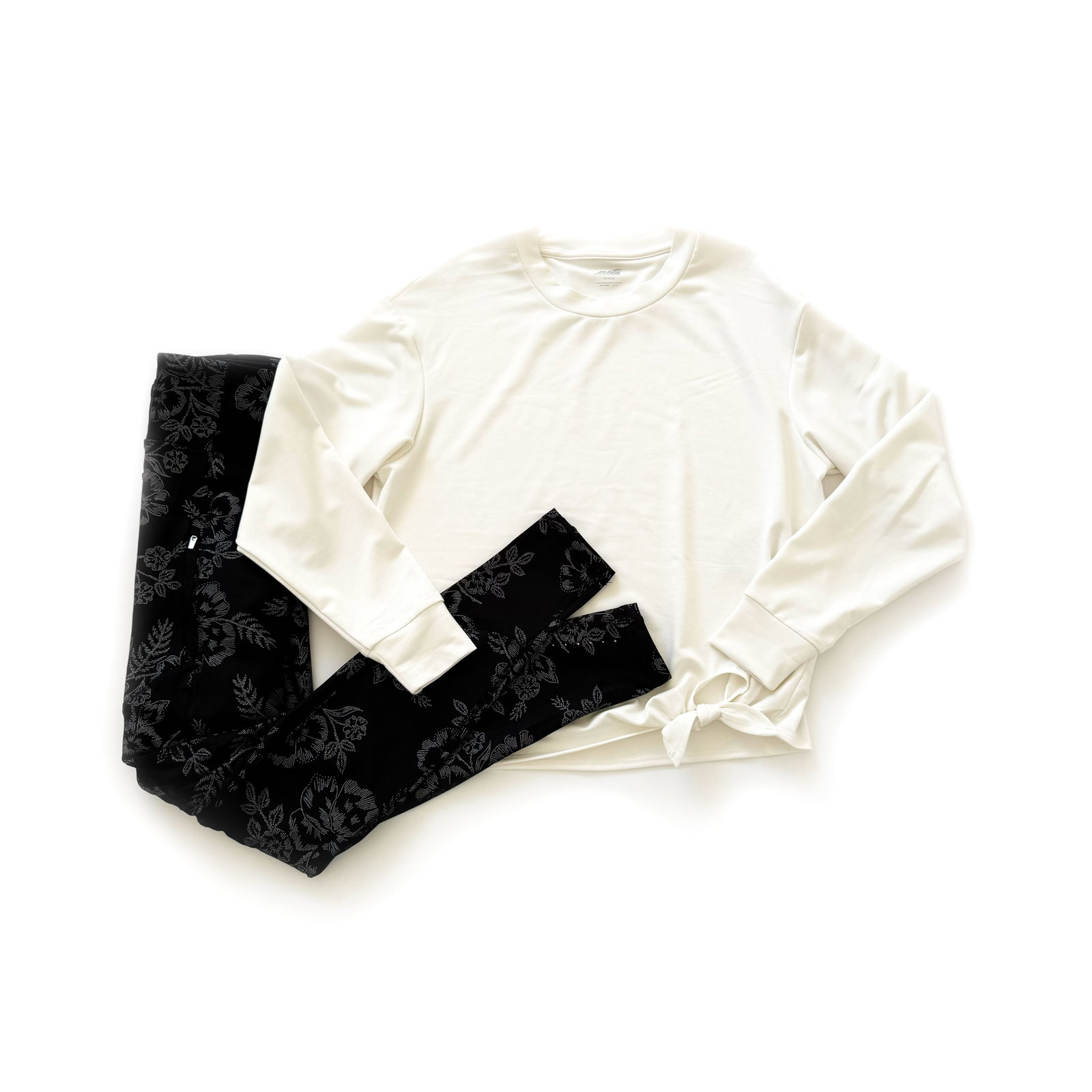 Avia Side Tie French Terry Cloth Top and Brushed Leggings