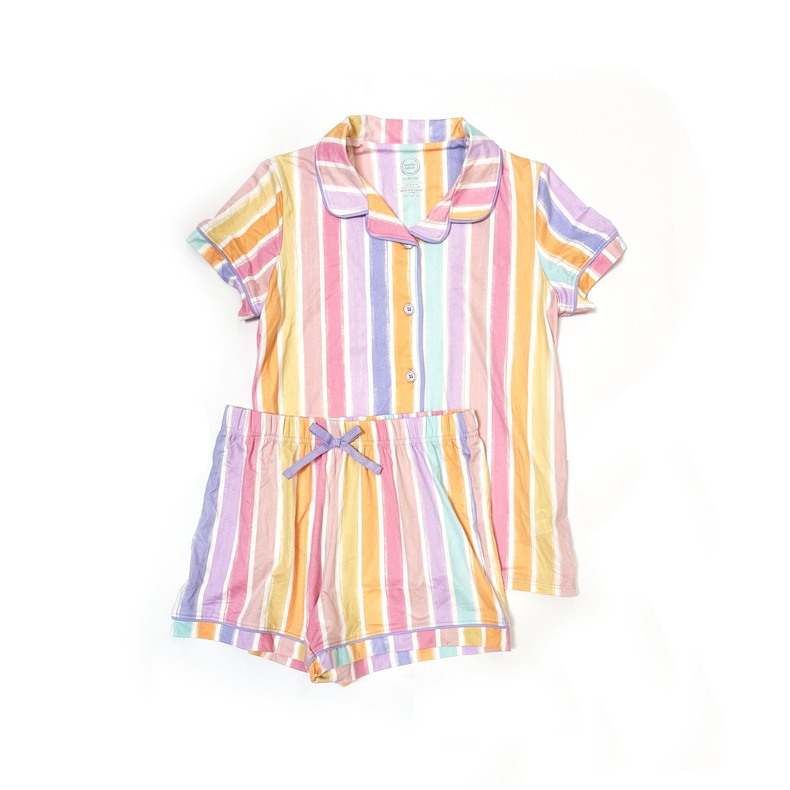 Wonder Nation Girls Button Front Pajama Set