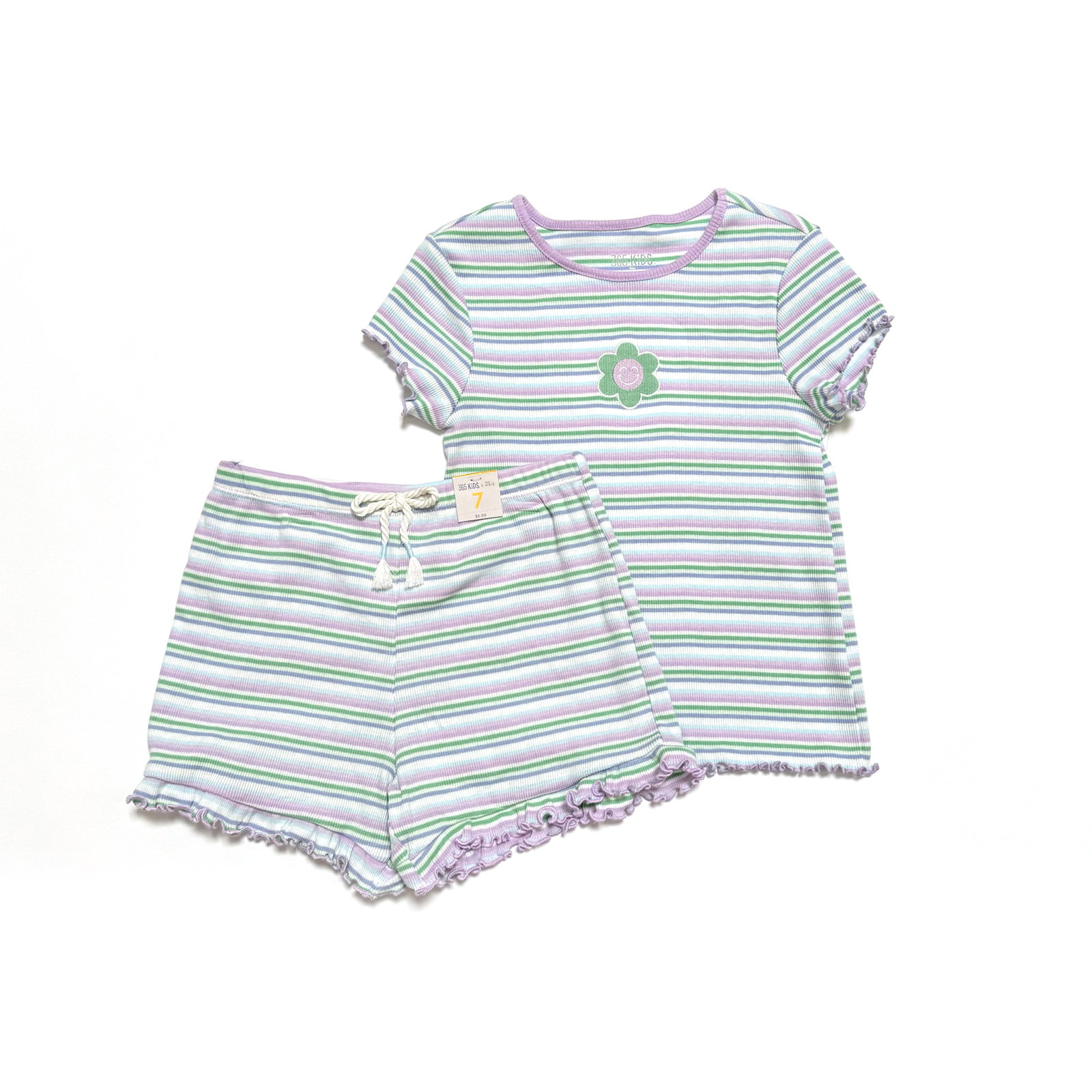365 Kids From Garanimals Girls Print Rib Tee and  Ruffle Short