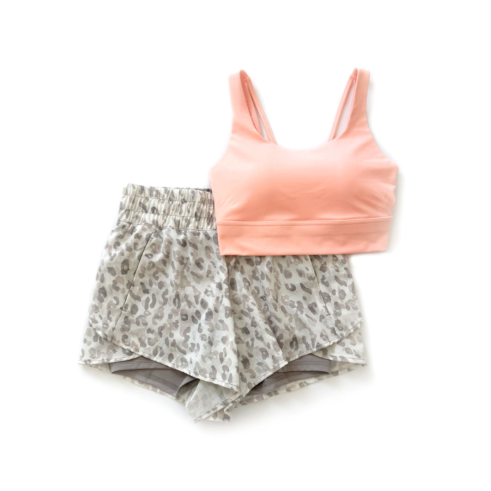 Avia High Impact Strappy Sports Bra and Running Shorts with Bike Liner