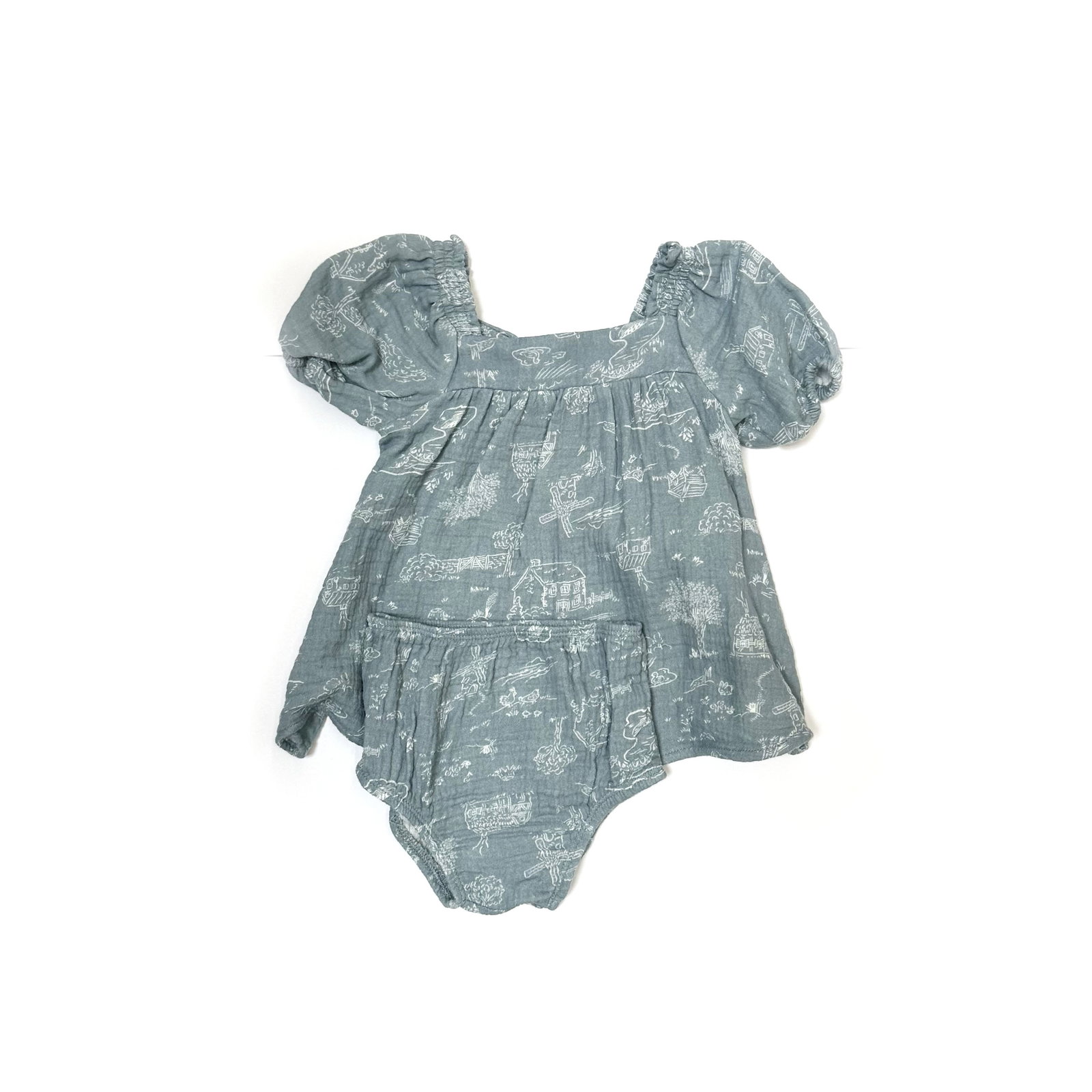 Modern Moments By Gerber Baby Girl Puff Sleeve Dress and Diaper Cover