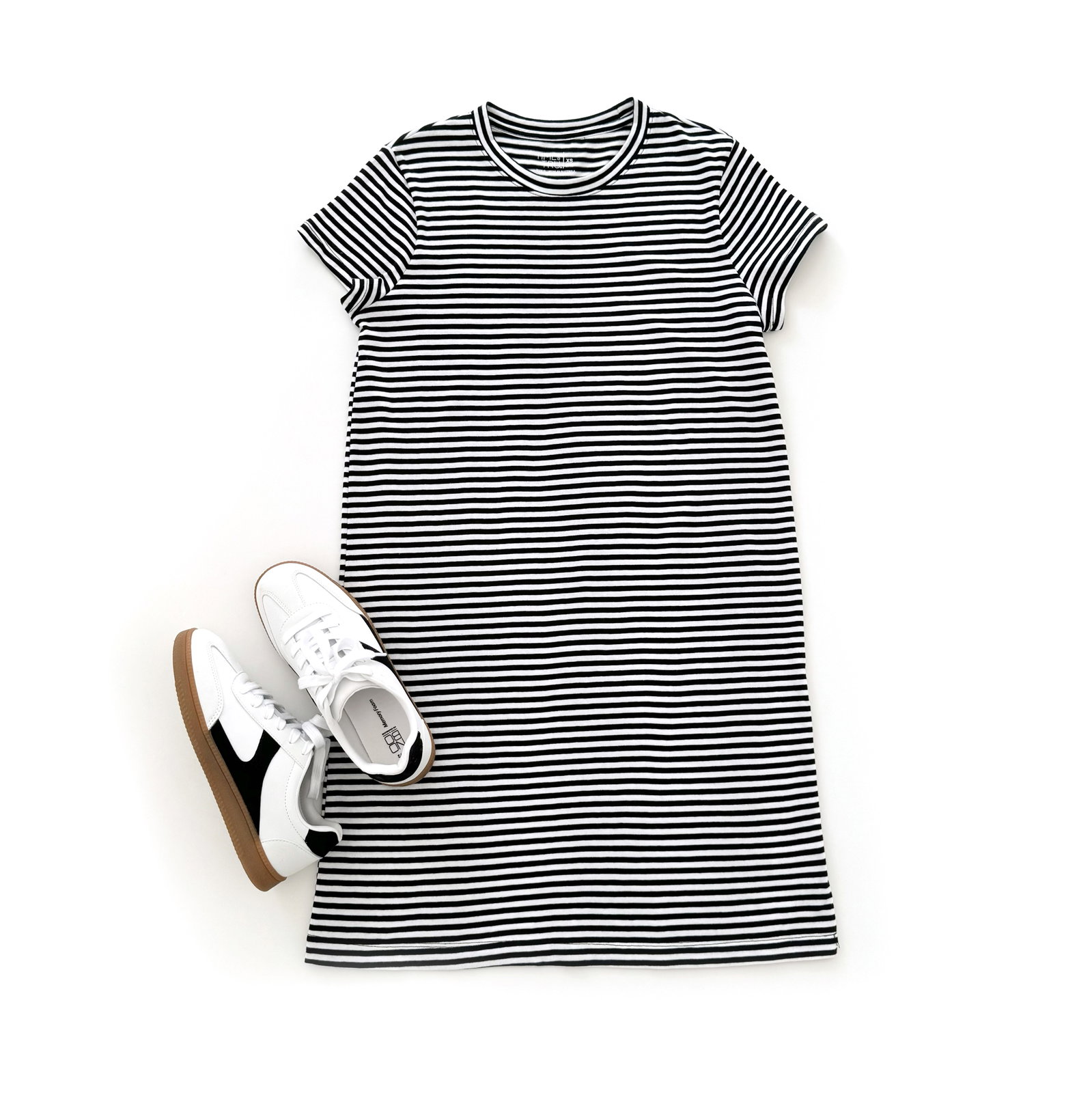 Time and Tru Cotton T-Shirt Dress and No Boundaries Sneakers