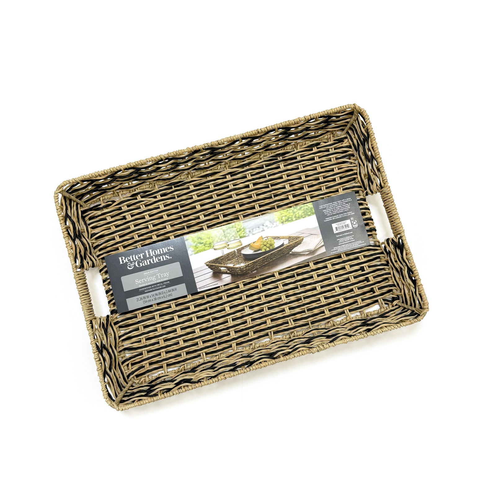 Better Homes & Gardens Beige and Black Rattan Outdoor Serveware