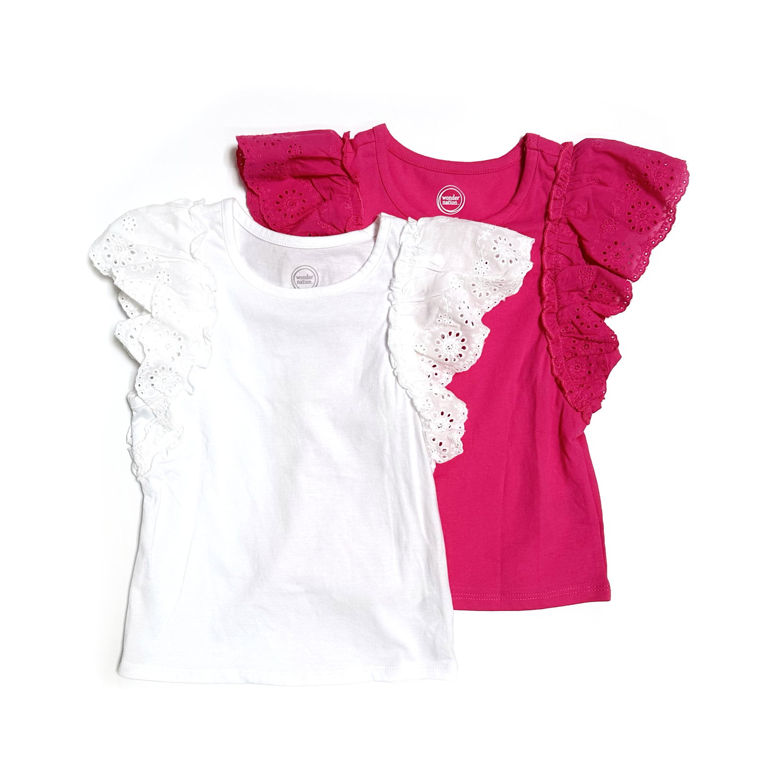 Wonder Nation Girls Eyelet Flutter Sleeve Top