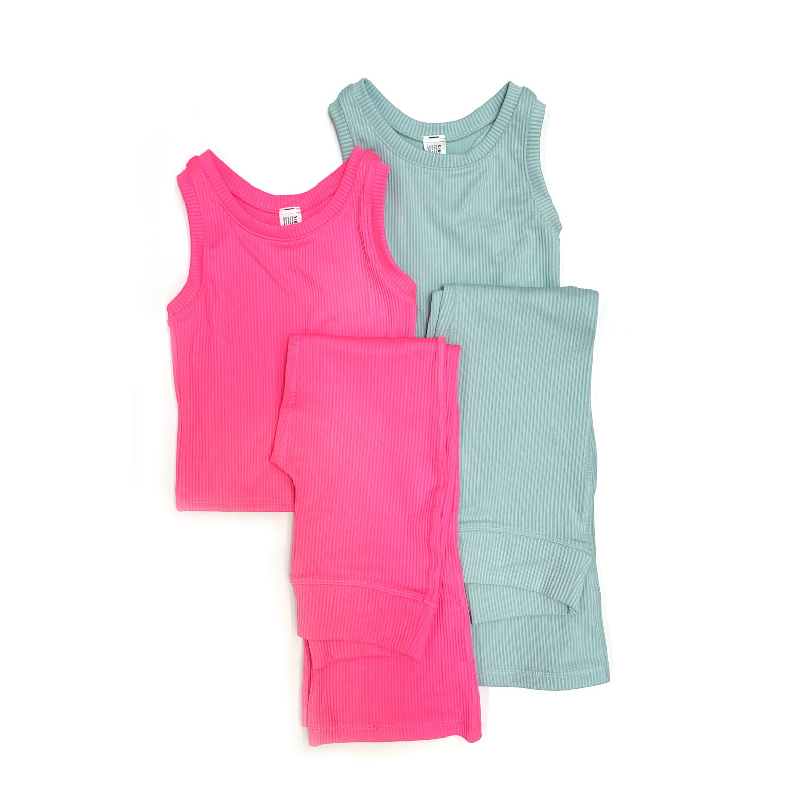 Athletic Works Girls Ribbed Active Tank and Flare Leggings Set