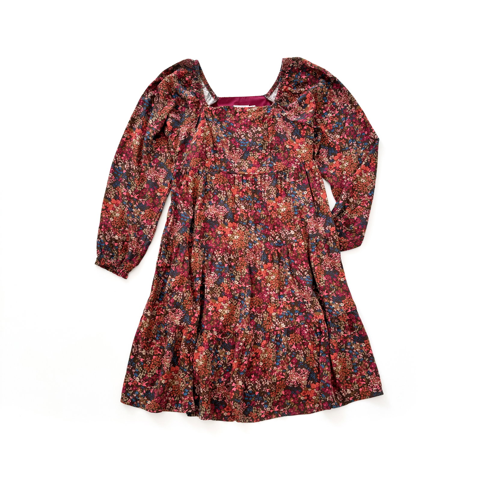 Time and Tru Square Neck Mini Dress with Long Sleeves