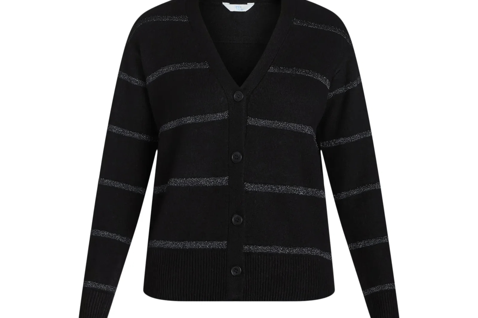 Time and Tru Metallic Striped Cardigan Sweater