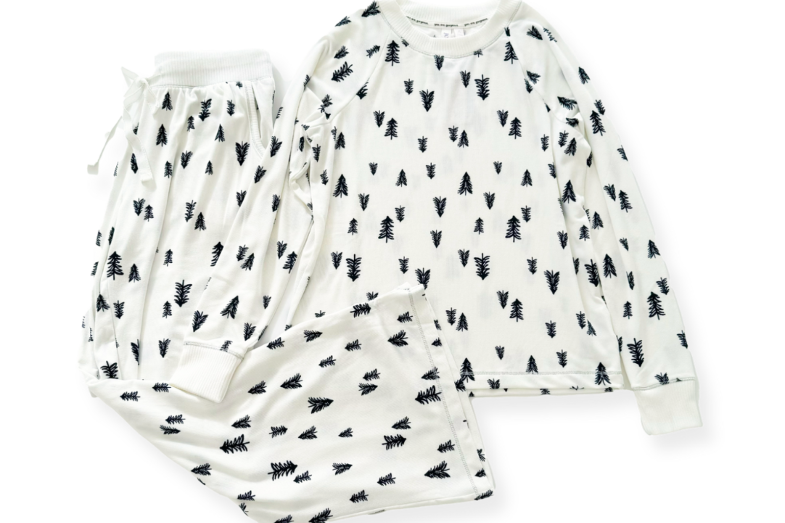 Joyspun Hacci Knit Holiday Print Sleep Top and Matching Sleep Pants