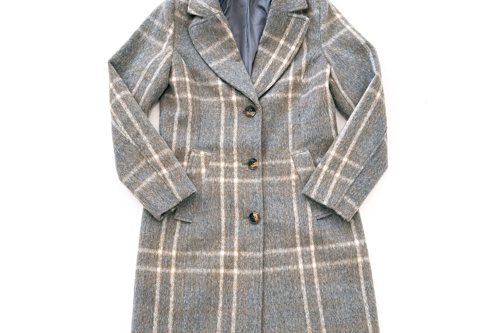 Time and Tru Plus Faux Wool Solid Button Front Coat