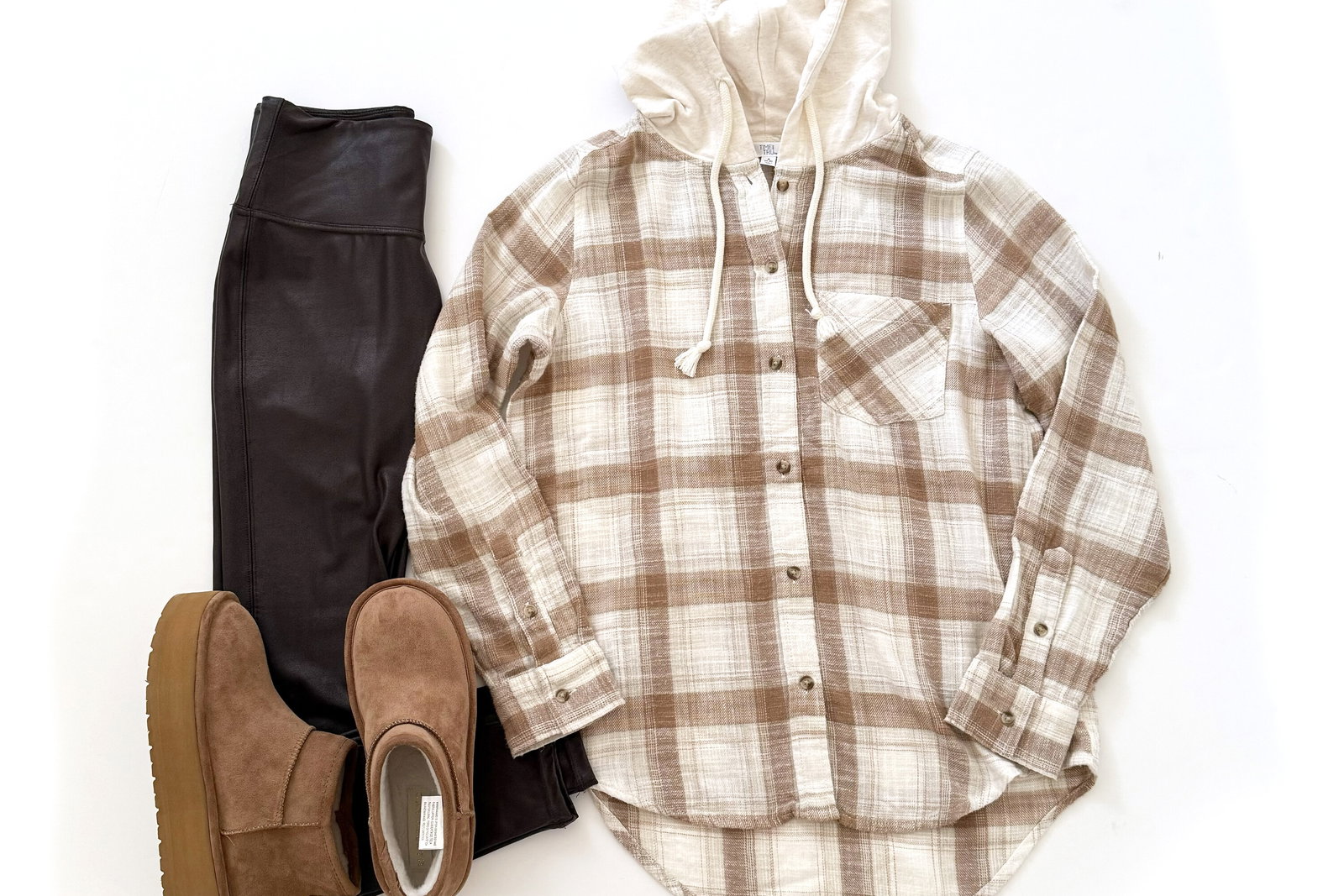 Time and Tru Hooded Flannel Button Down Shirt 