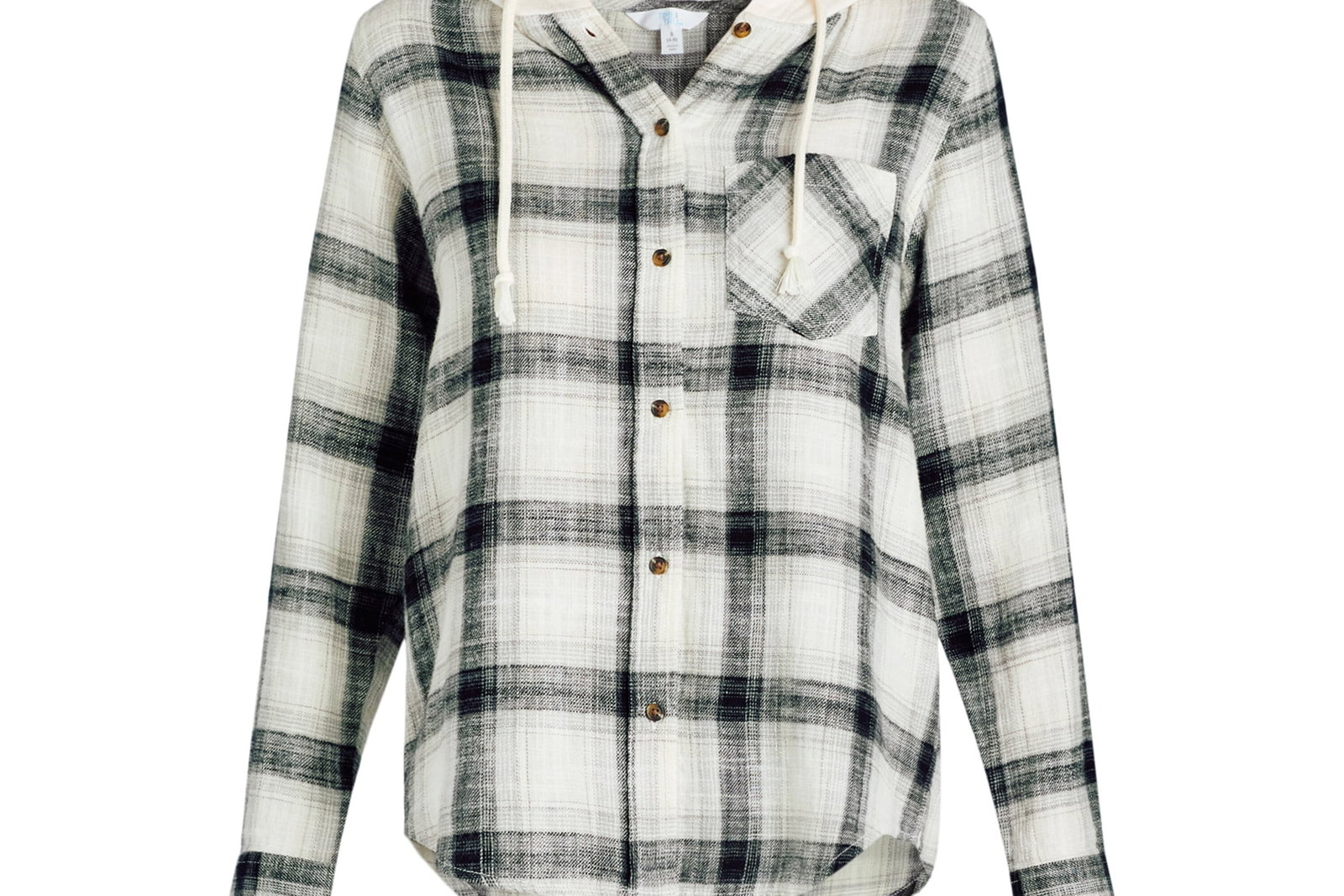 Time and Tru Hooded Flannel Button Down Shirt