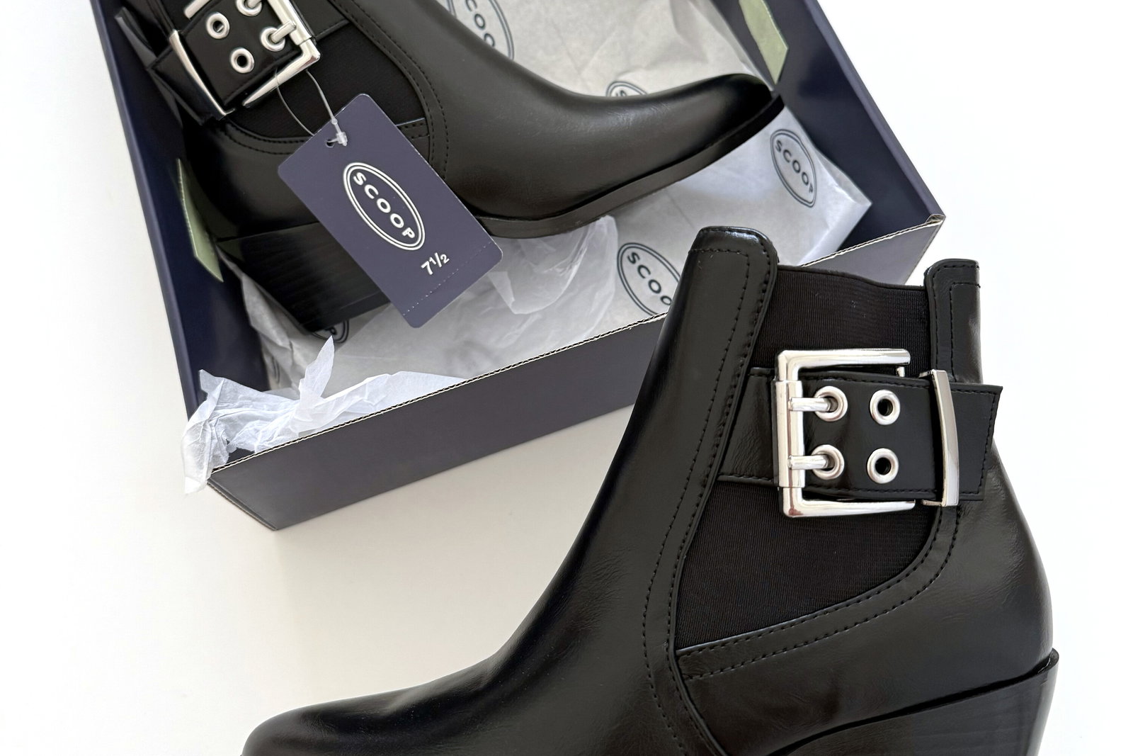 Scoop Shoes at Walmart – Scoop Faux Leather Moto Buckle Ankle Booties and More