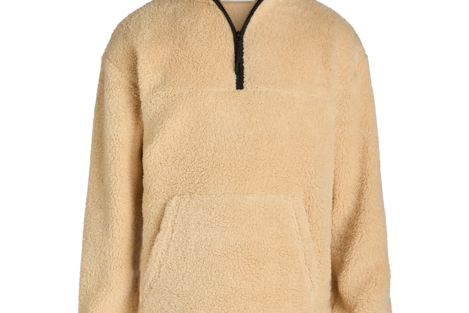 No Boundaries Men's Faux Shearling Fleece Quarter Zip Pullover