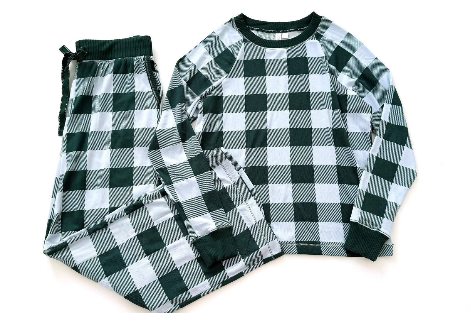 Joyspun Hacci Knit Buffalo Plaid Pajama Separates