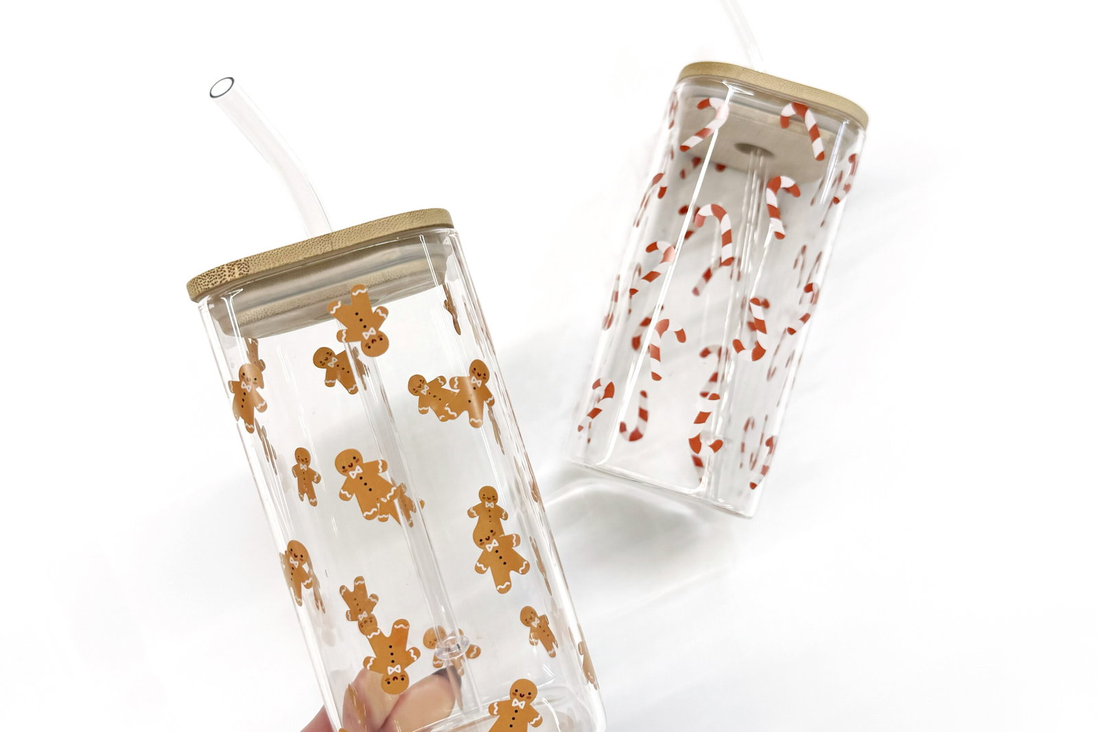 Holiday Time Square Glass Sippers 