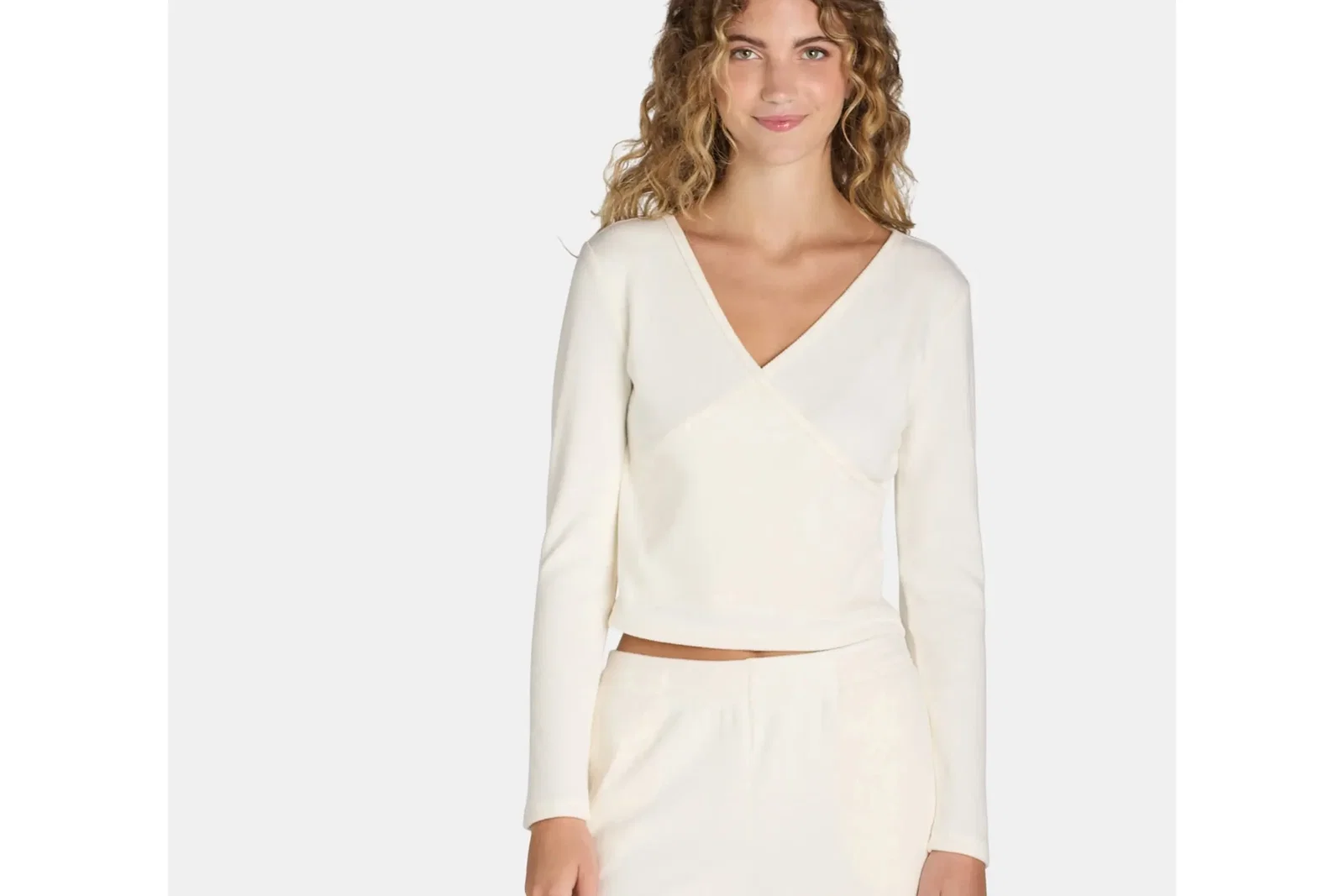 No Boundaries Brushed Waffle Knit Wrap Sleep Top