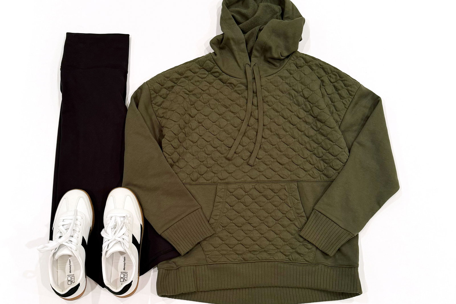 Time and Tru Quilted Hoodie Sweatshirt
