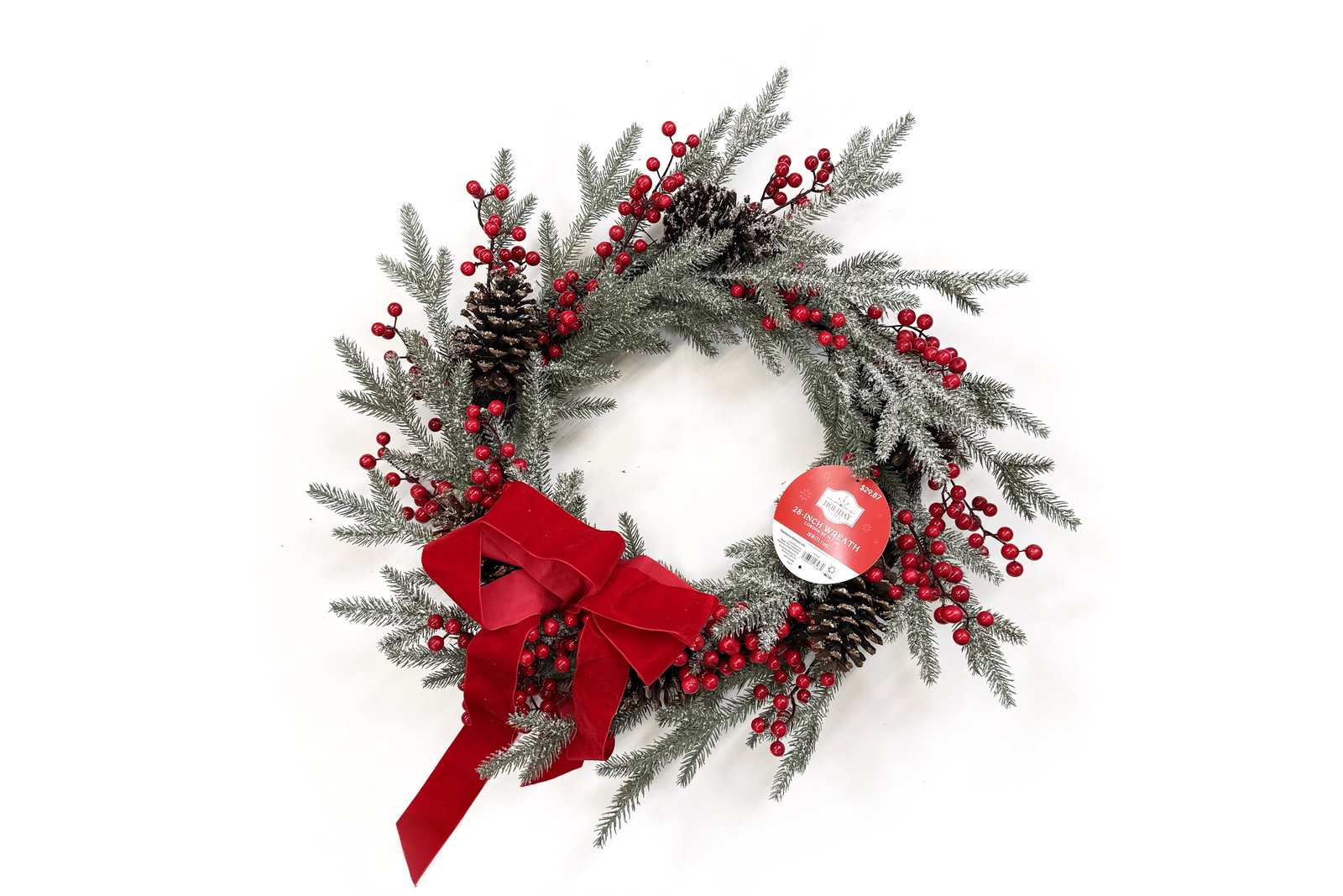 Holiday Time Frosted Red Berry Wreath and Garland