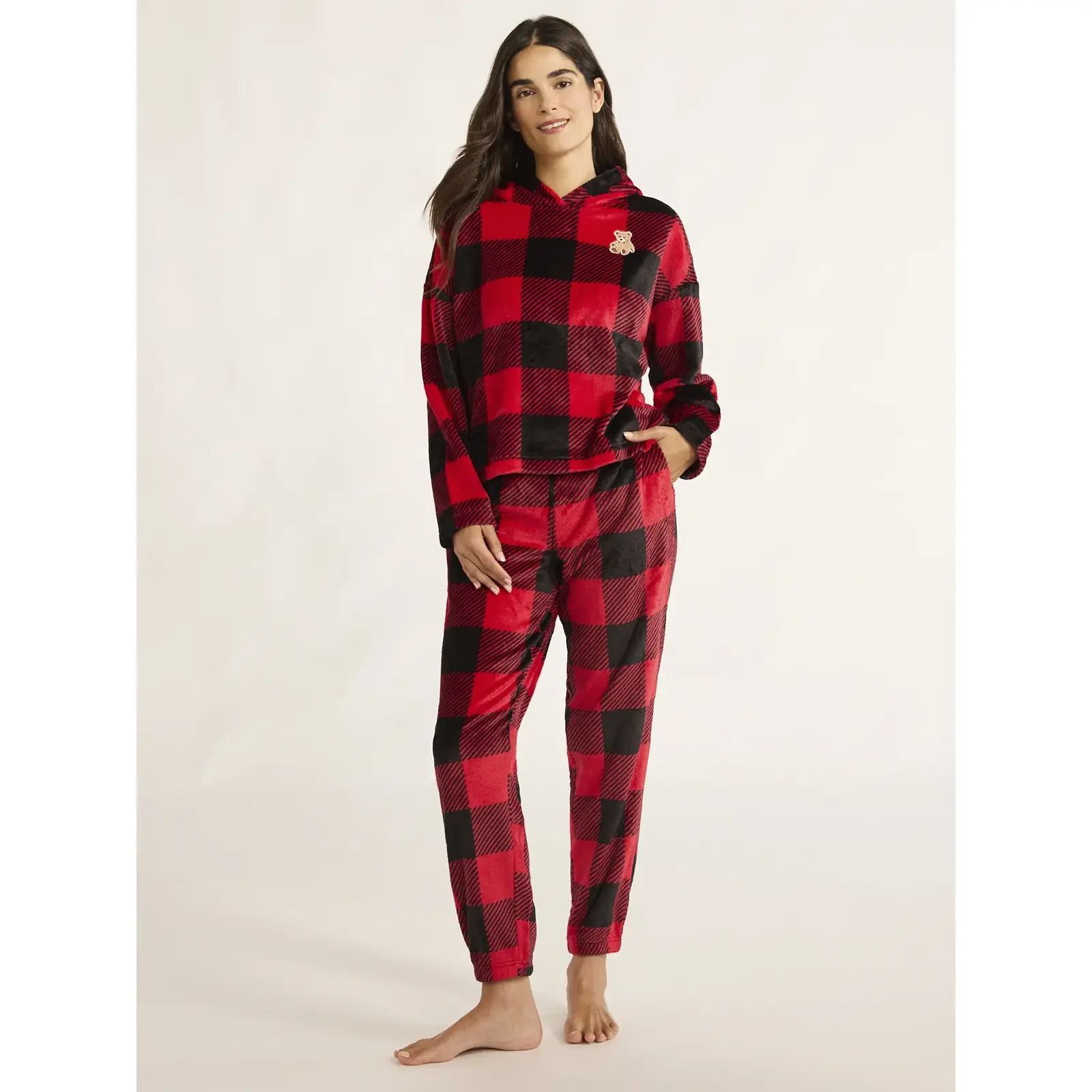 Joyspun Plush Hoodie and Joggers Pajama Set