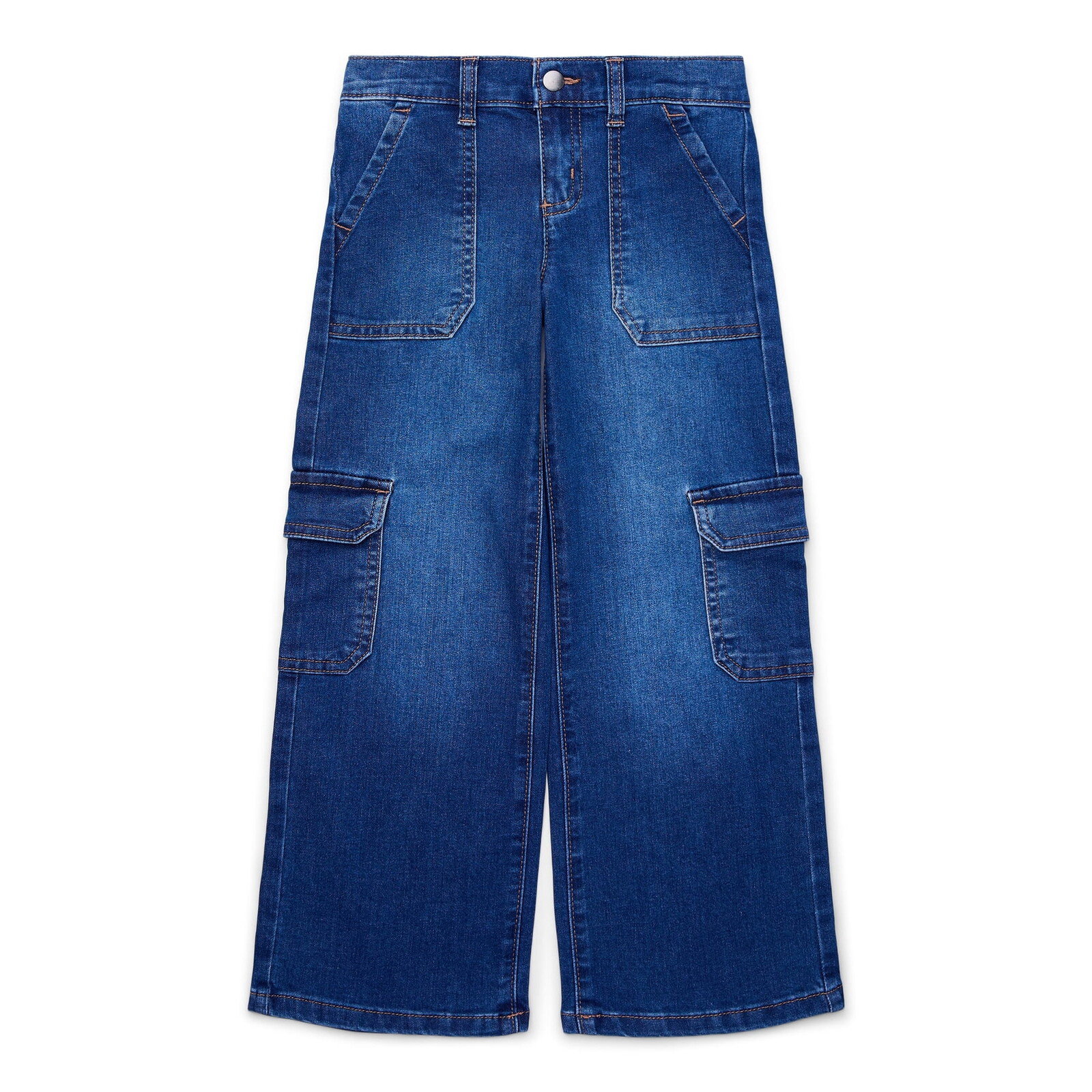 Wonder Nation Girls Wide Leg Cargo Jeans, Sizes 4-18 & Plus