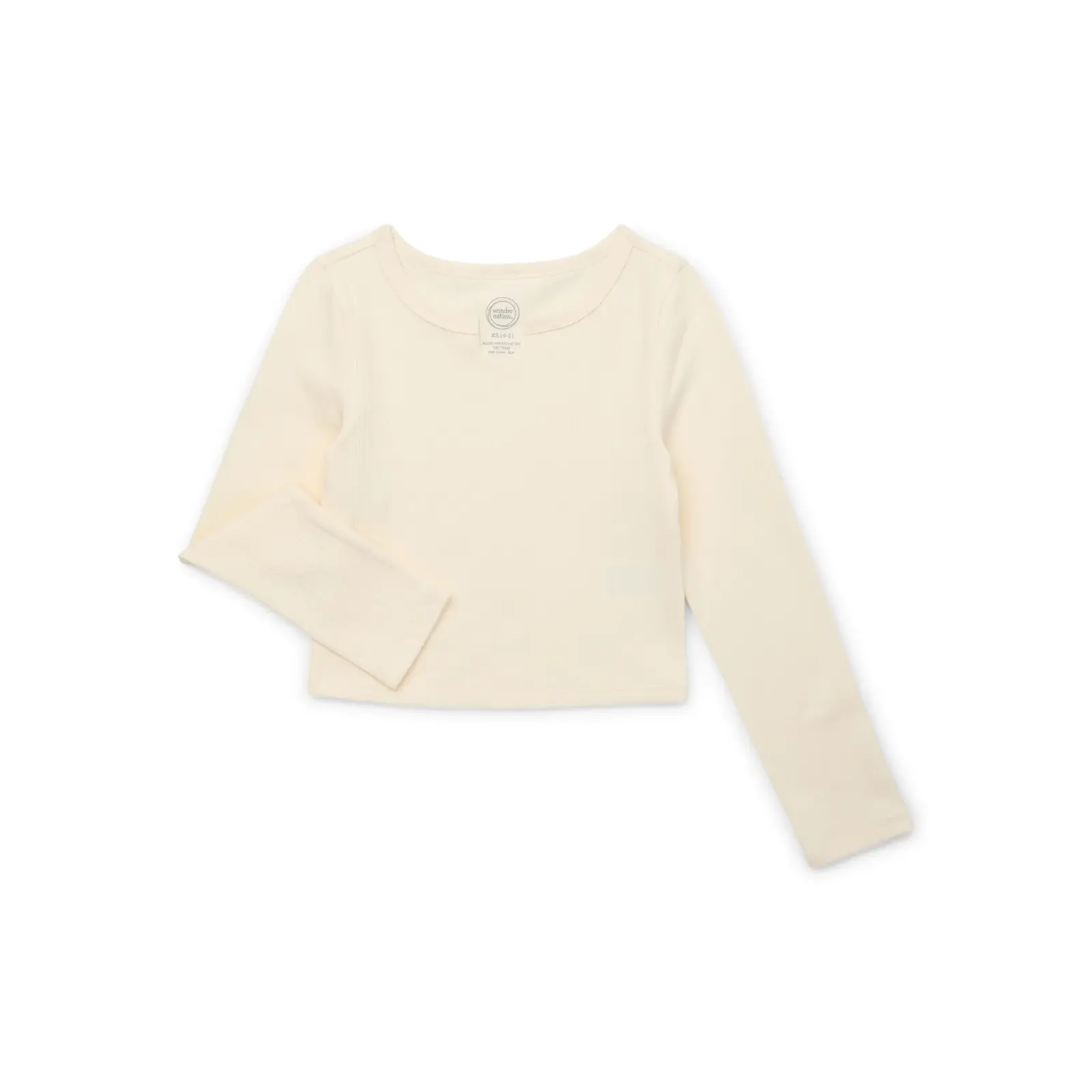 Wonder Nation Girls Notch Neck Tee with Long Sleeves, Sizes 4-18