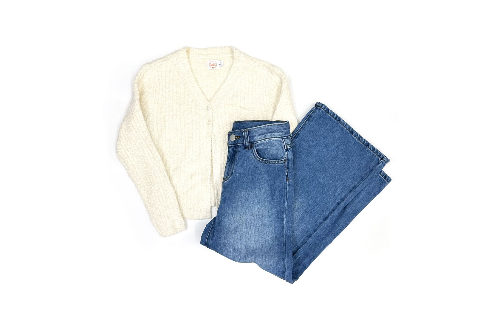 Wonder Nation Tween Girls Eyelash Sweater and Wide Leg Denim