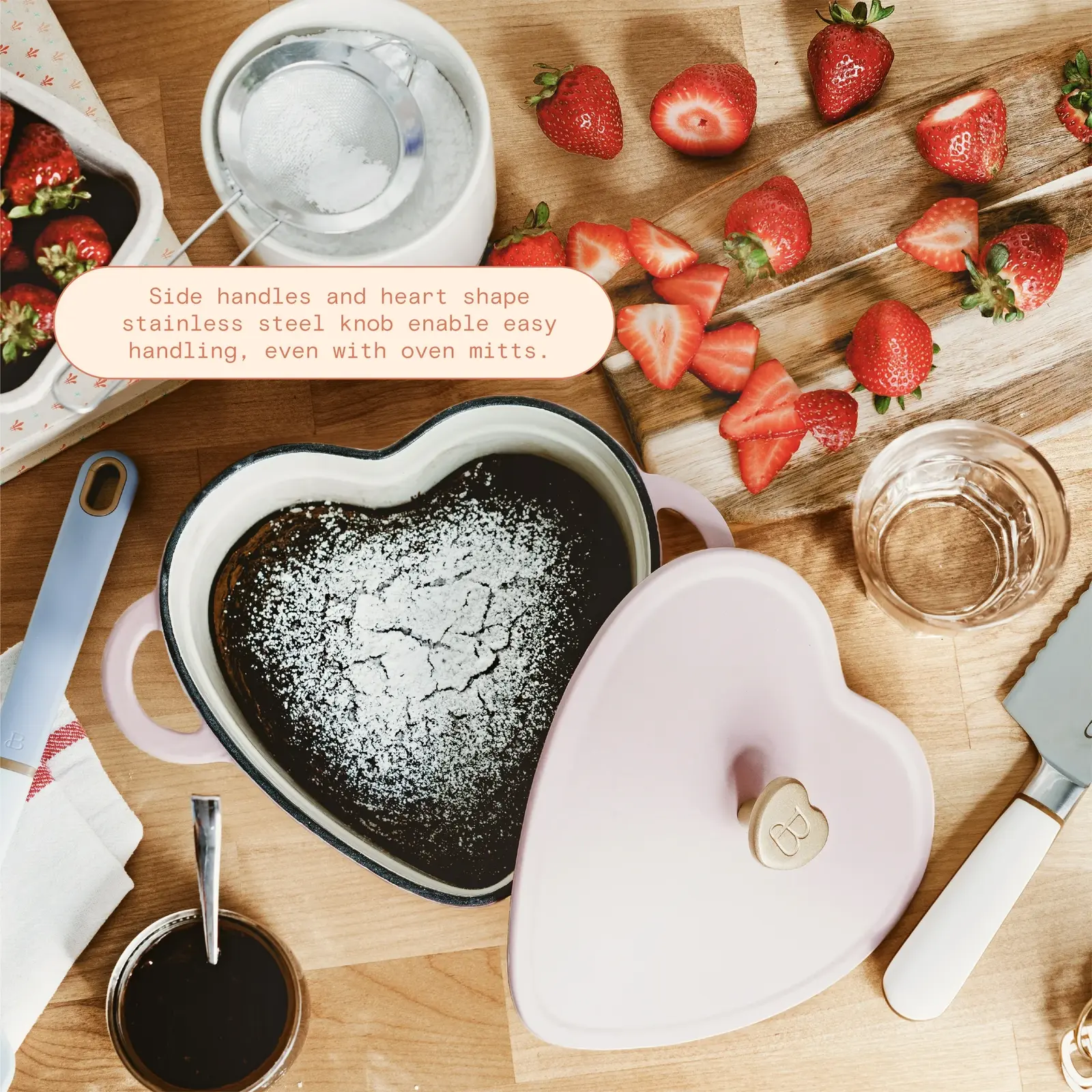 Beautiful 2QT Cast Iron Heart Dutch Oven by Drew Barrymore