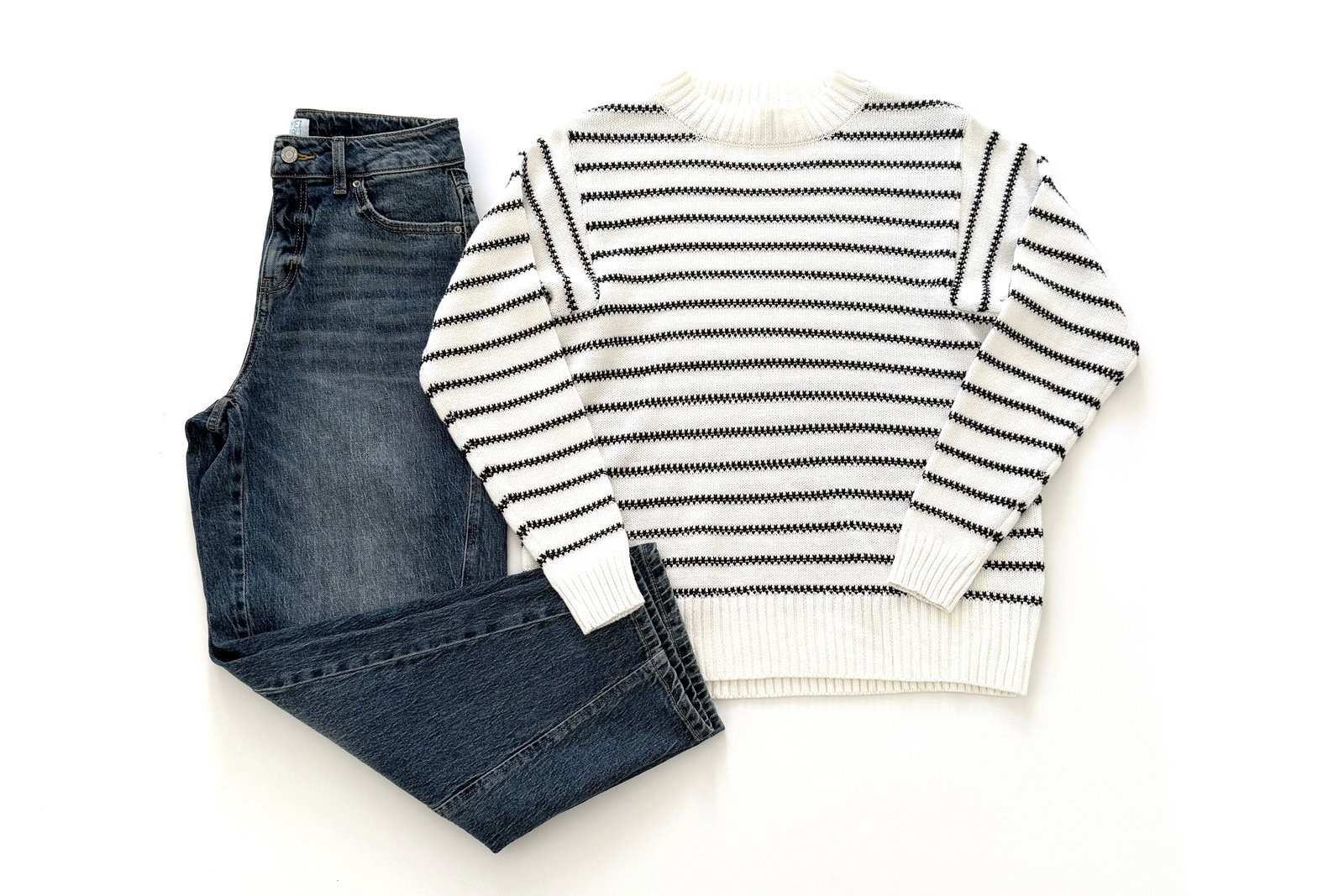 Time and Tru Textured Stripe Sweater & Barrel Jeans