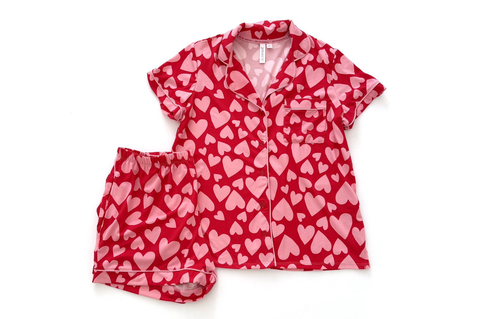 Joyspun Notch Collar Top and Shorts Pajama Set