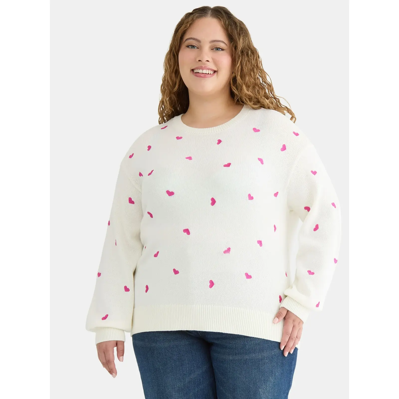 Terra & Sky Plus Size Valentine Heart Sweater 