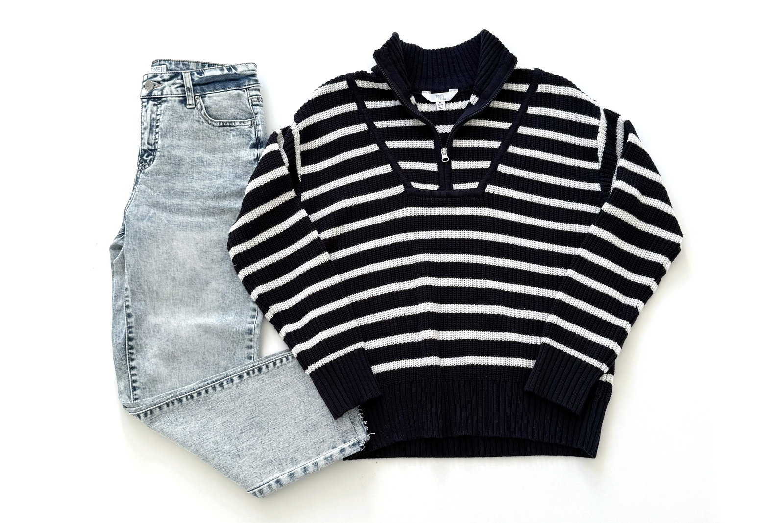 Time and Tru Half Zip Sweater and Jeans