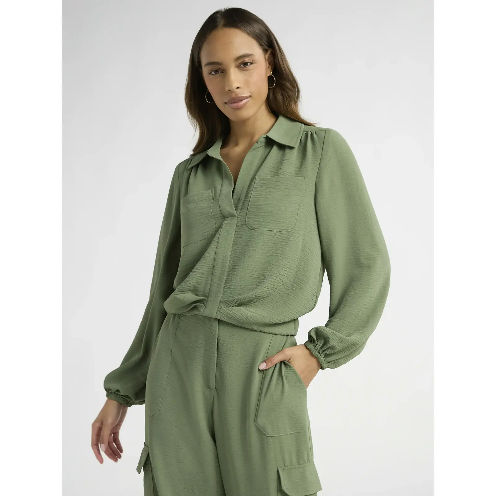 Sofia Jeans Utility Blouse with Long Sleeves