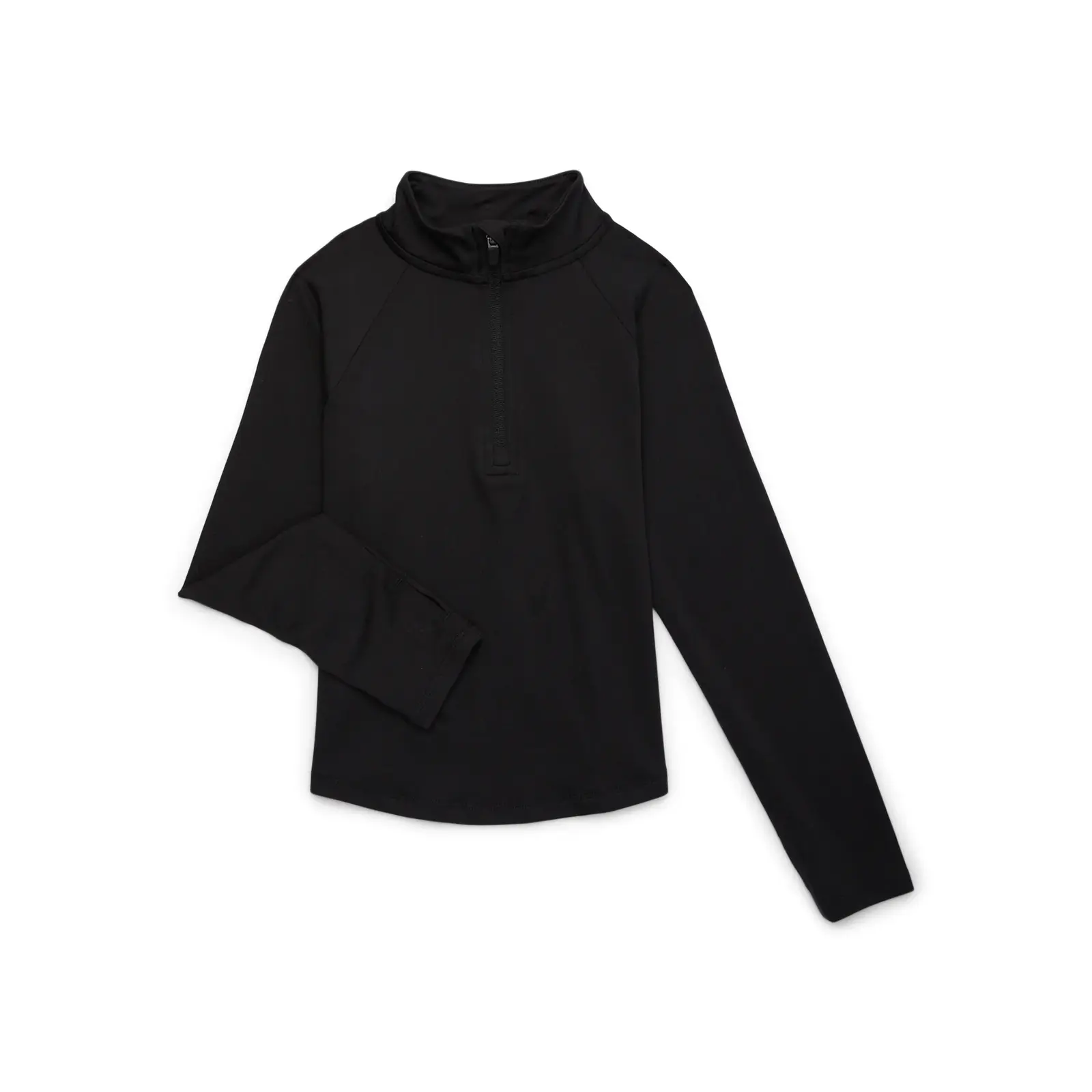 Athletic Works Girls Active Quarter-Zip Layering Tee with Long Sleeves