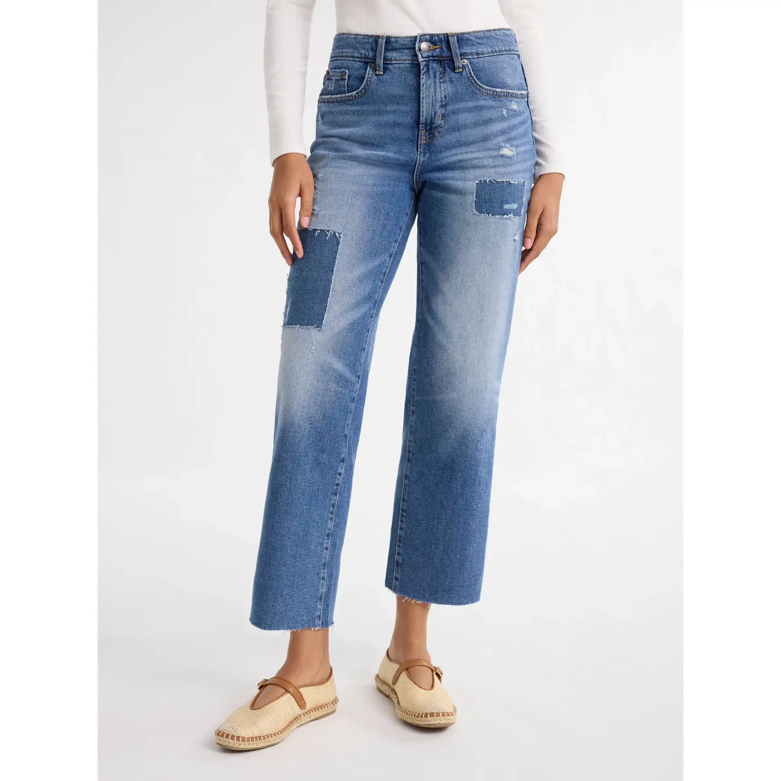 Free Assembly Women's Patchwork Ankle Jeans