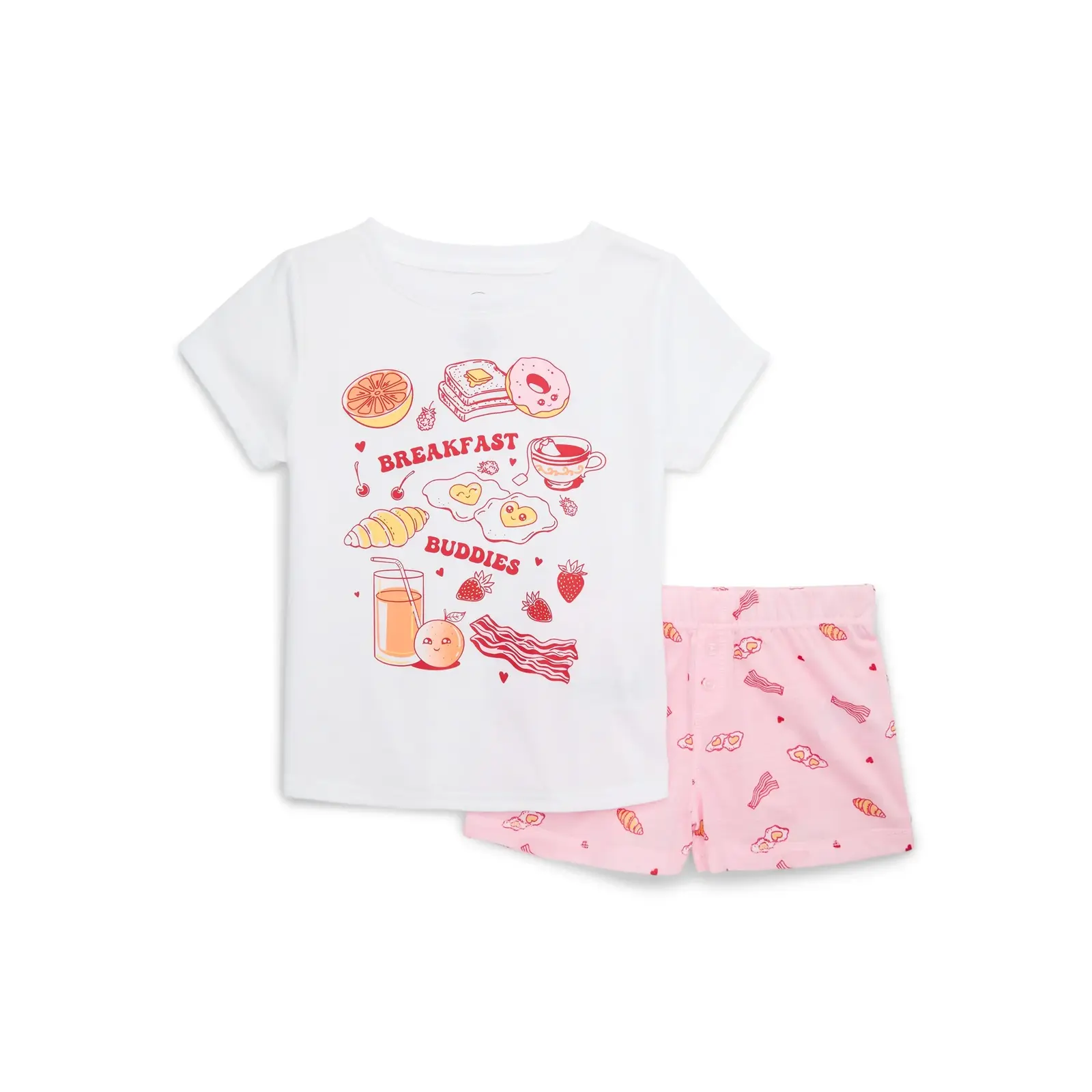 Wonder Nation Girl Short Sleeve Tee and Shorts Pajama Set