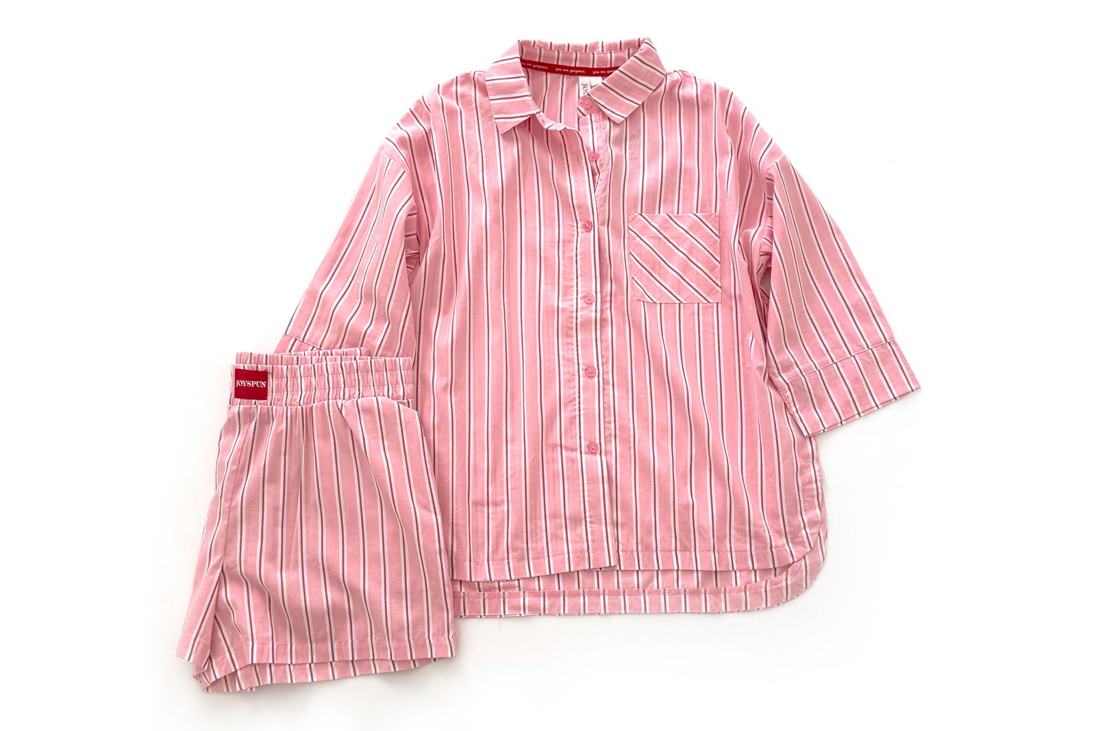 Joyspun Woven Shirt and Shorts Pajama Set
