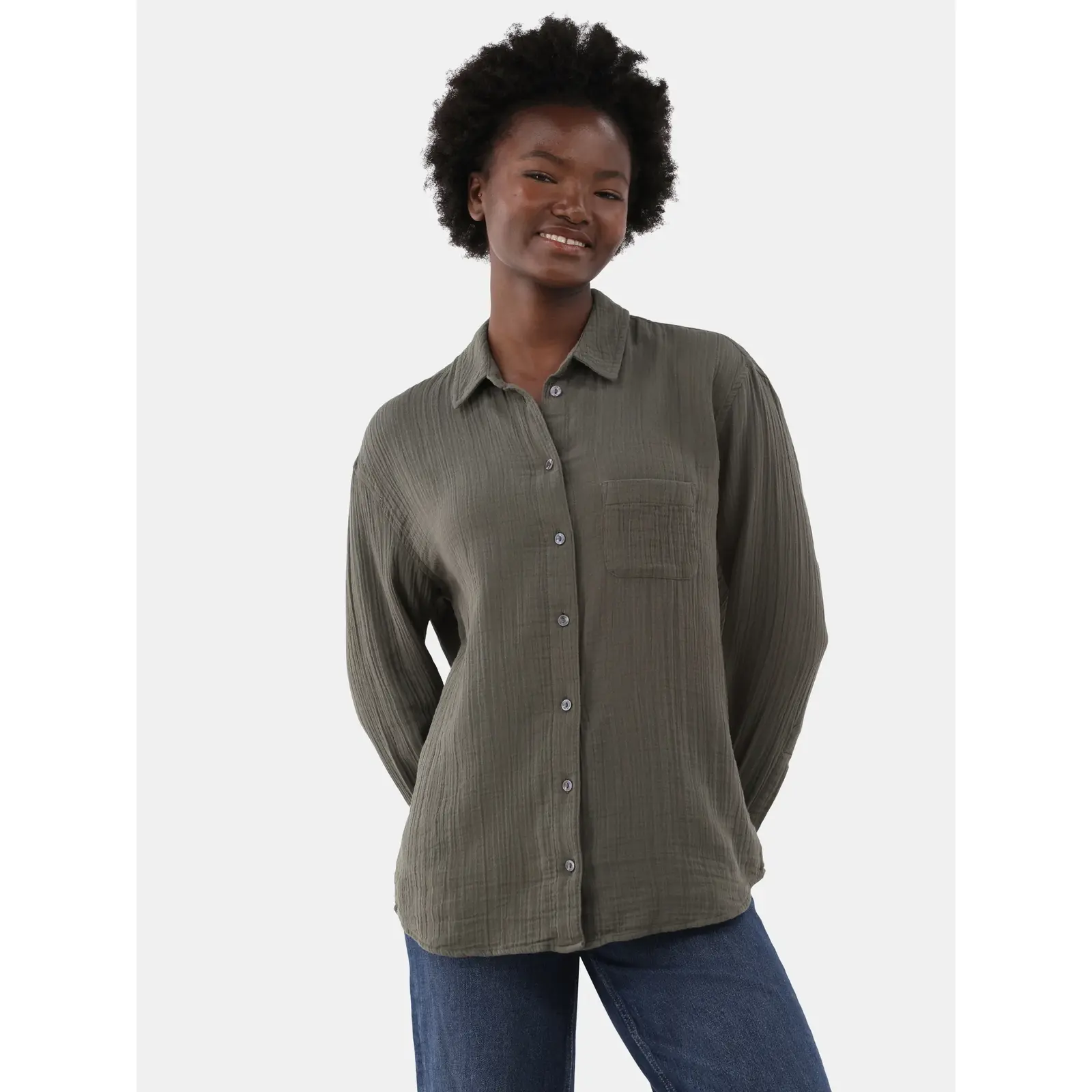 Time and Tru Double Cloth Cotton Shirt