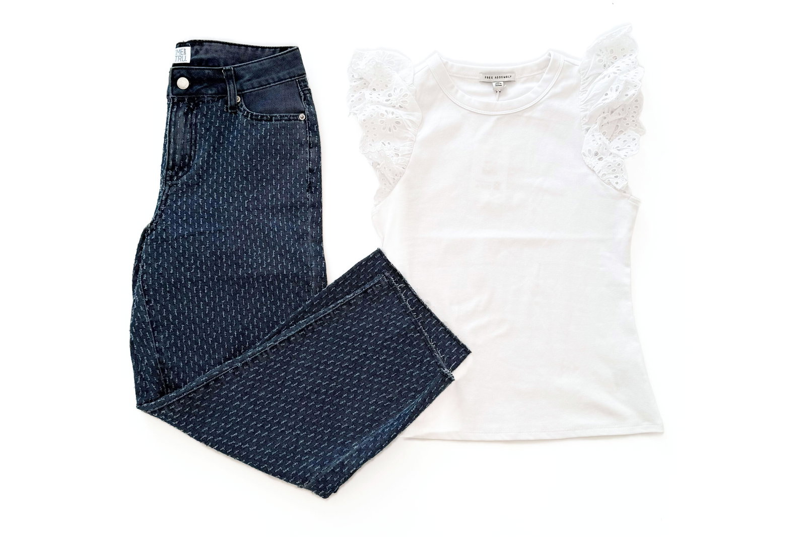 Time and Tru High-Rise Straight Tweed Jeans