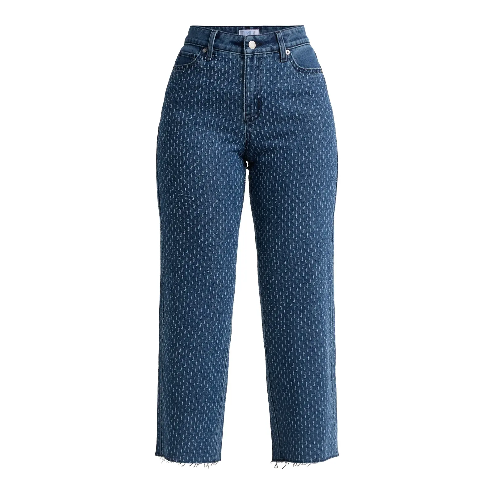 Time and Tru High-Rise Straight Crop Tweed Jeans