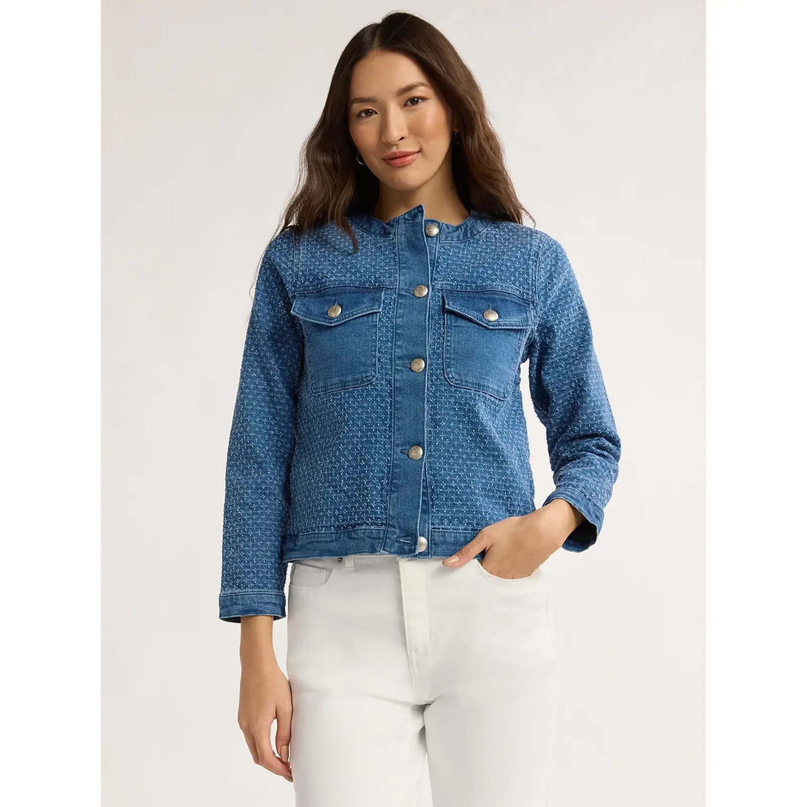 Time and Tru Clip Dot Denim Jacket